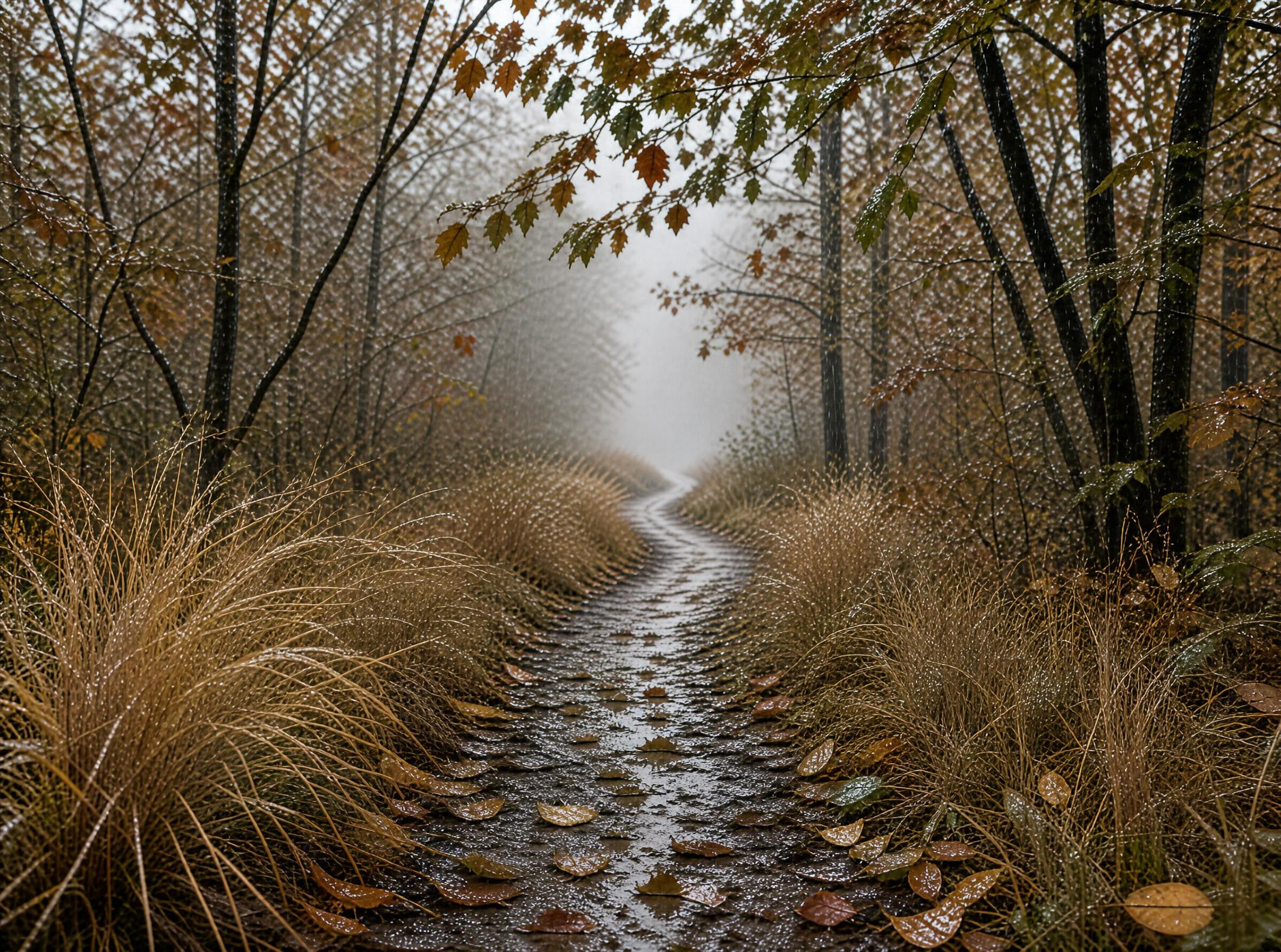 Misty Autumn Forest Path