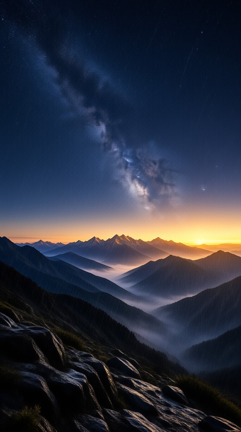 Starry Sky Over Mountains