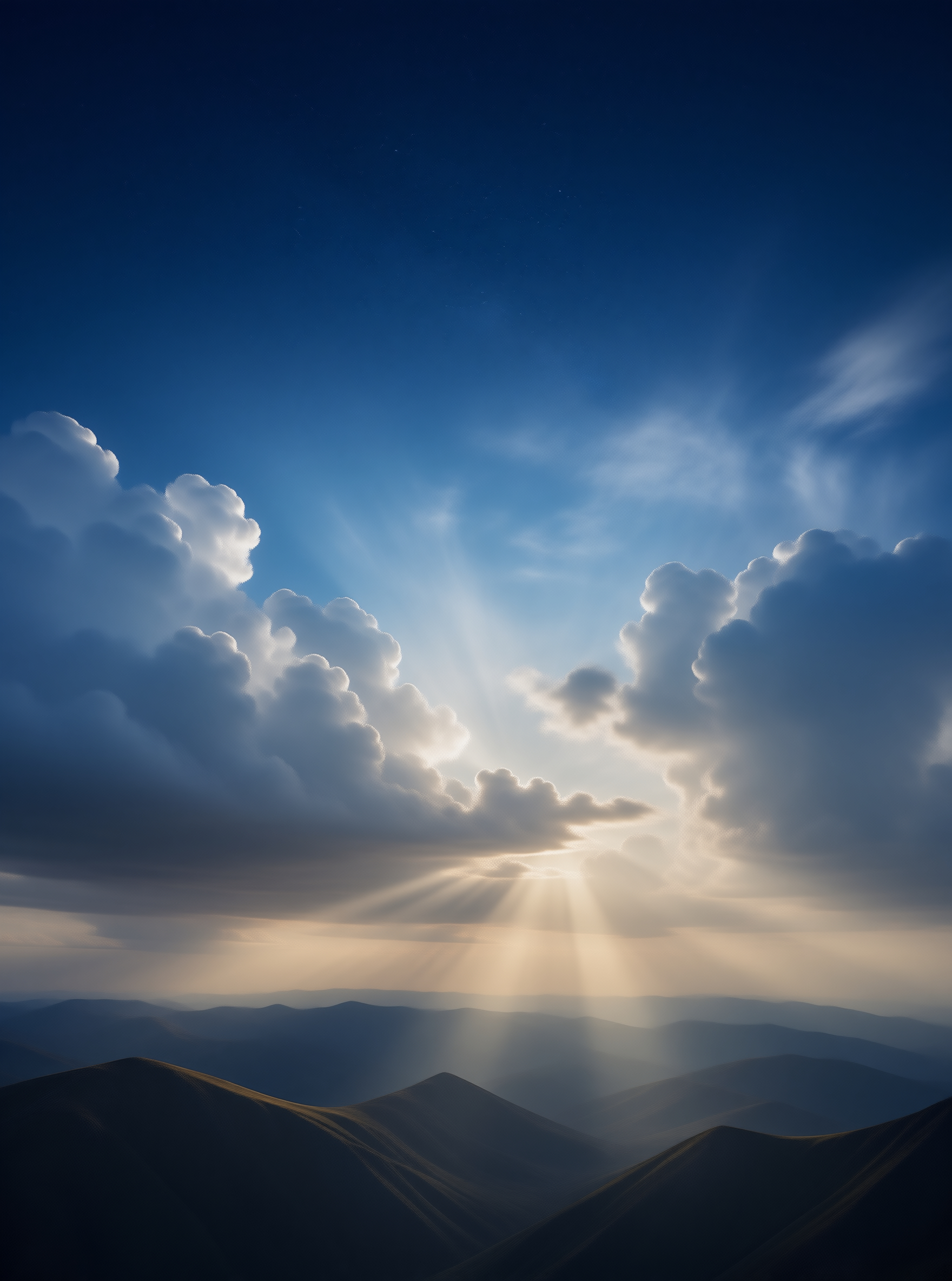 Sunbeams Over Mountain Ridges