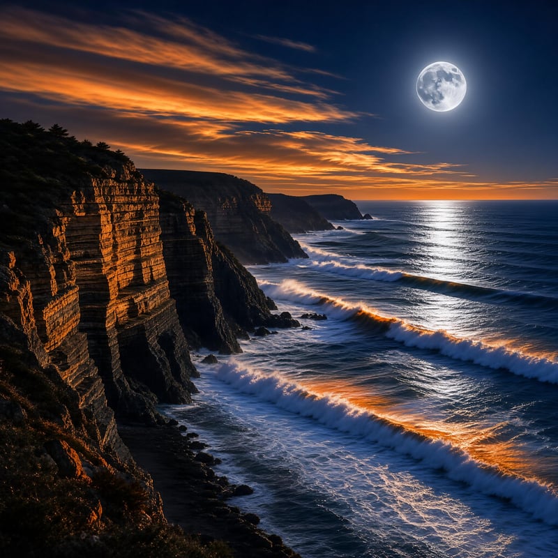 Moonlit Coastal Cliffs