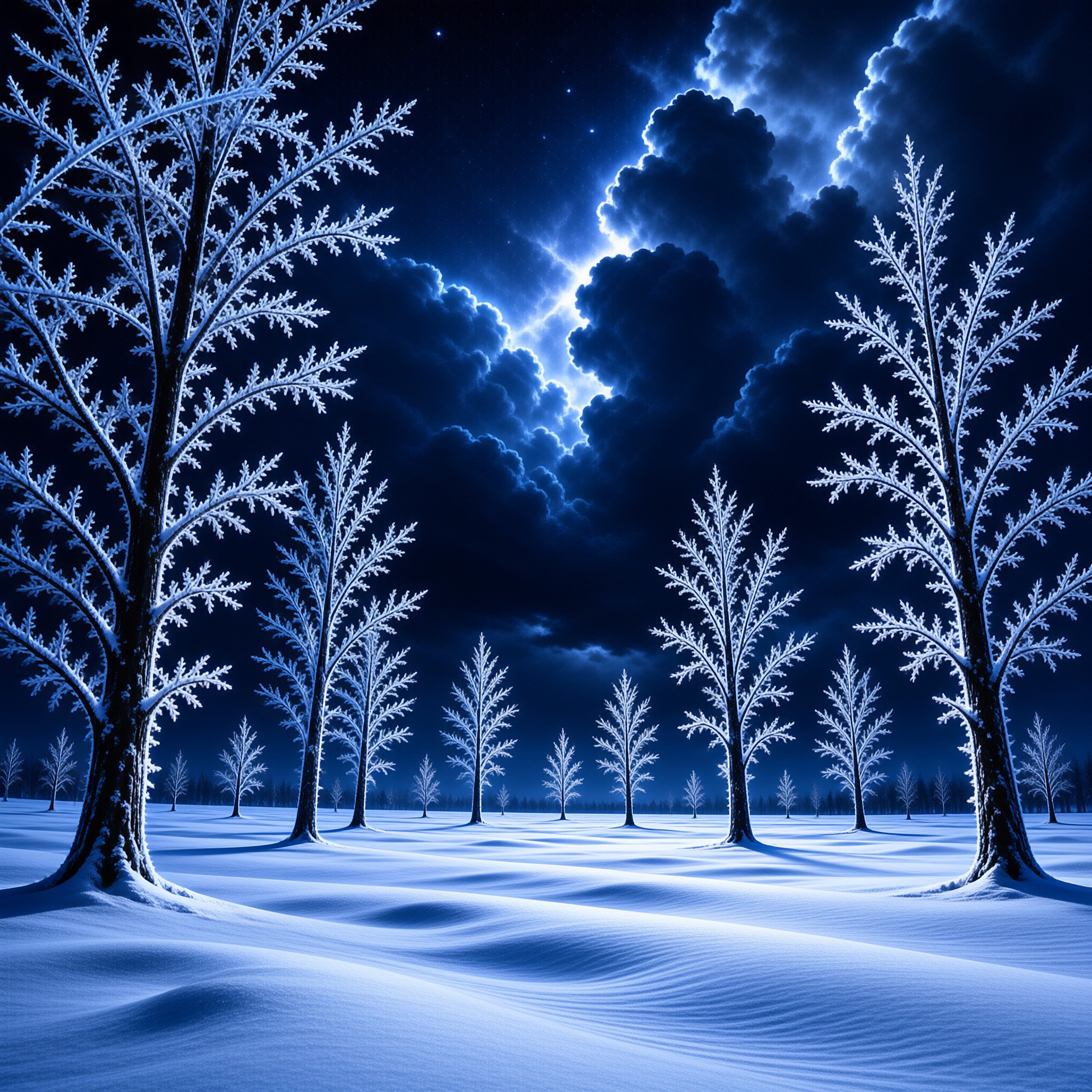 Frozen Night Forest