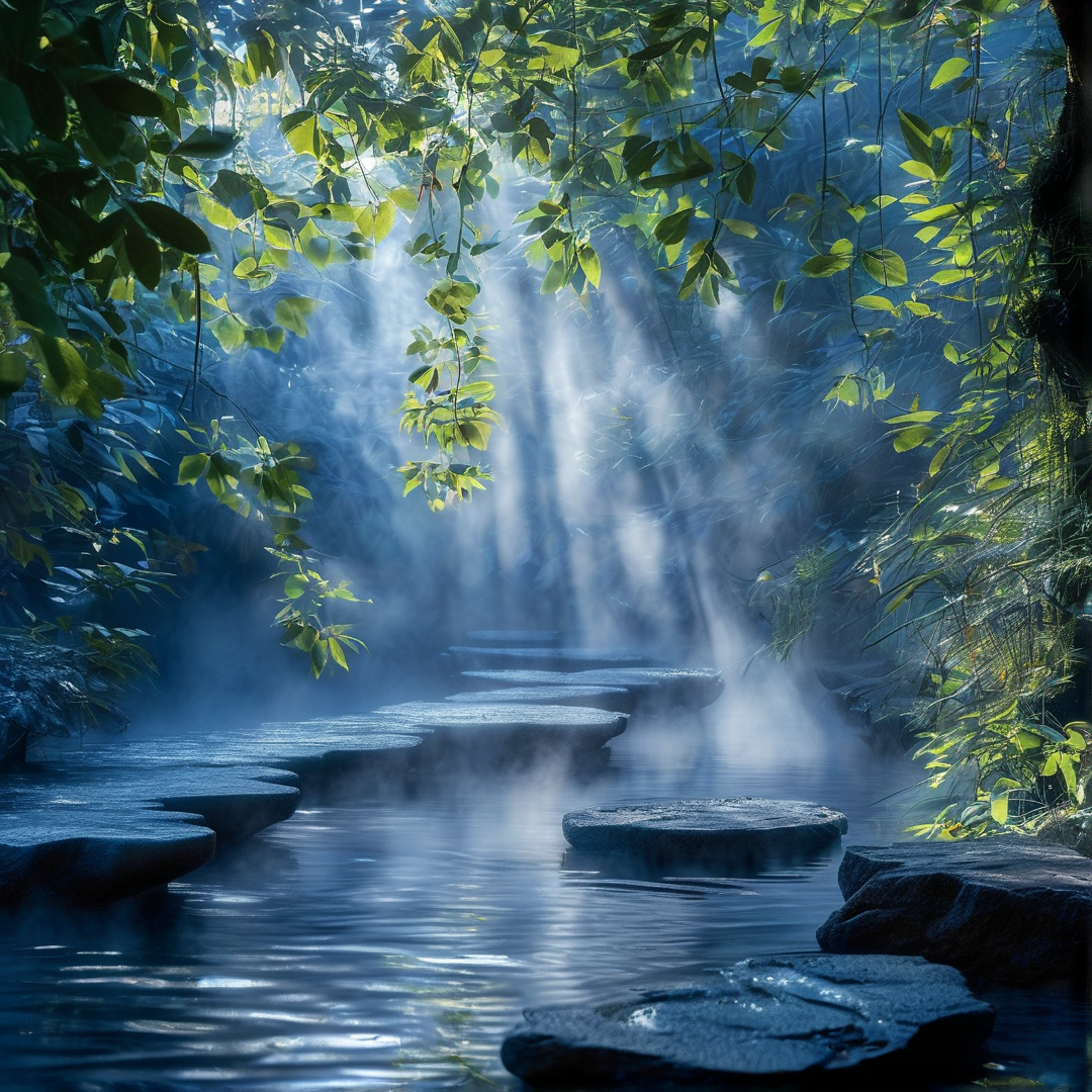 Misty Forest Stream Path