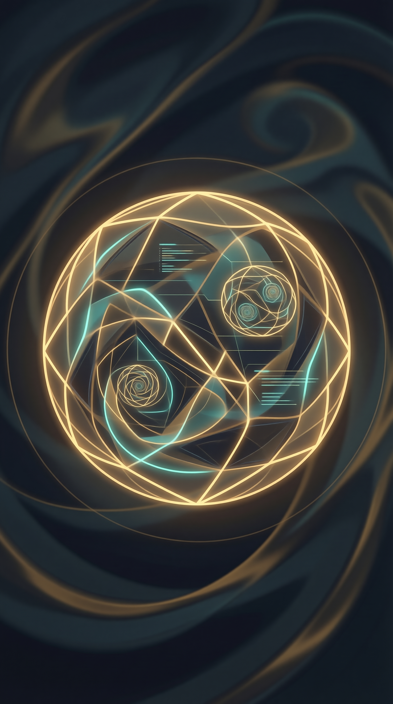 Glowing Golden Geometric Sphere