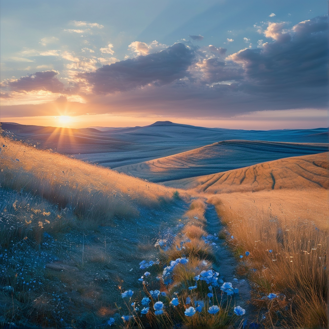 Sunset Over Rolling Hills