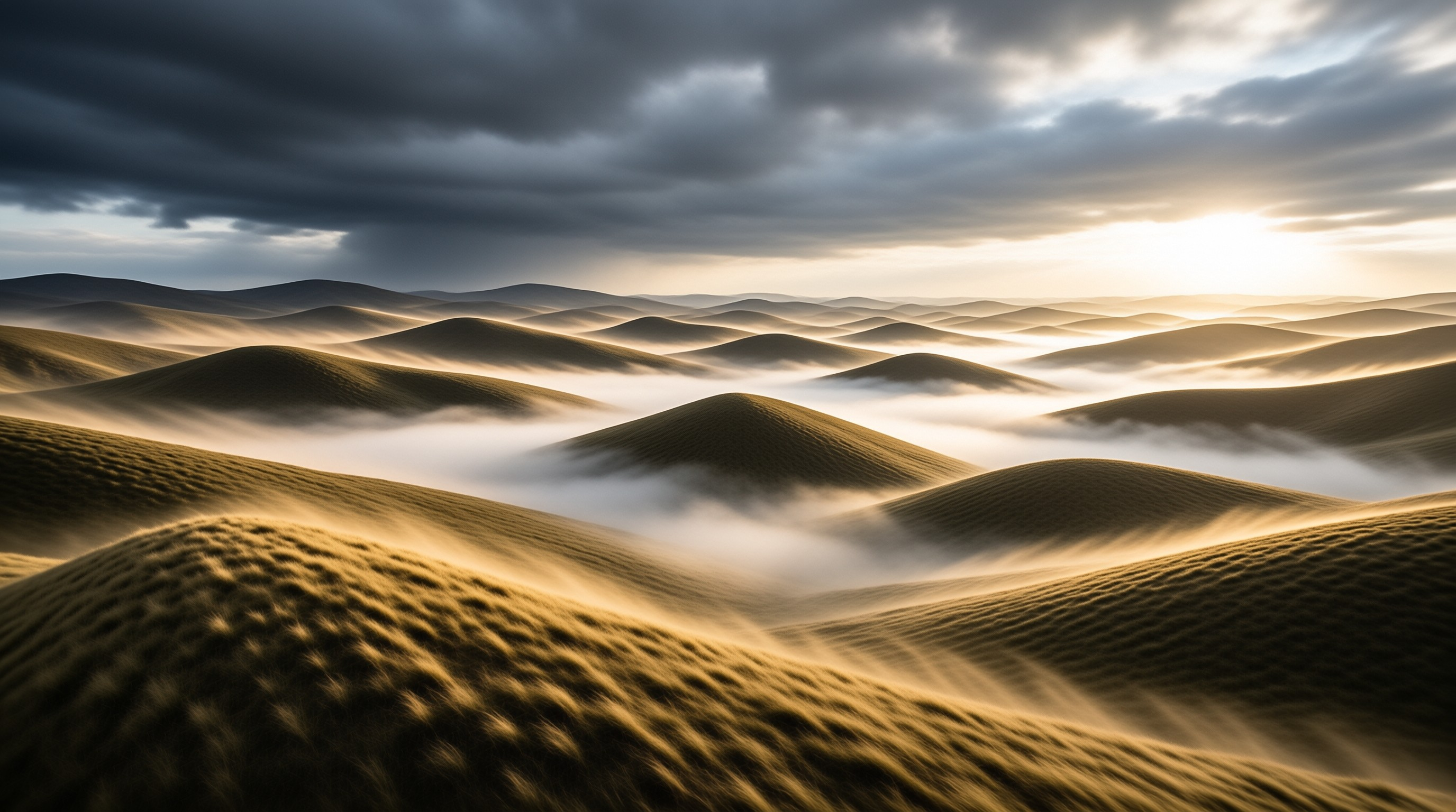 Misty Desert at Golden Hour