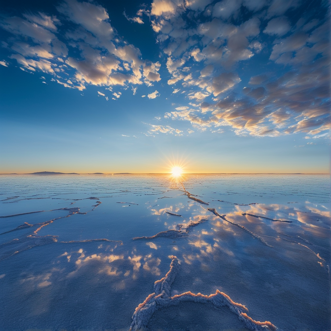 Sunset over Frozen Lake