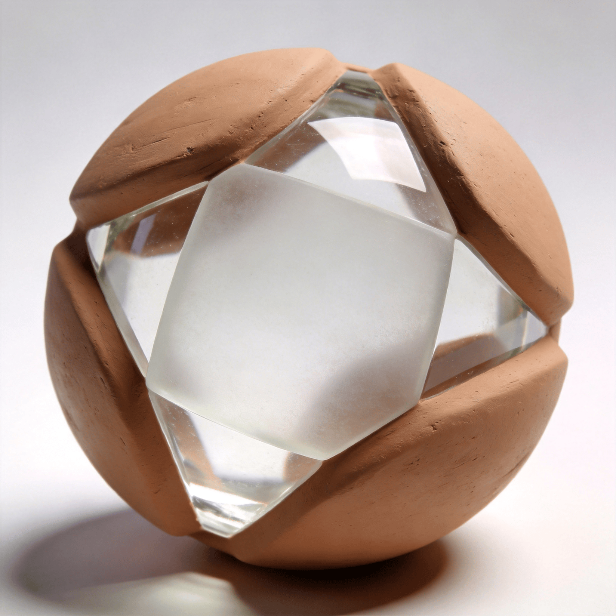 Frosted Glass, Clay Geometric Sphere
