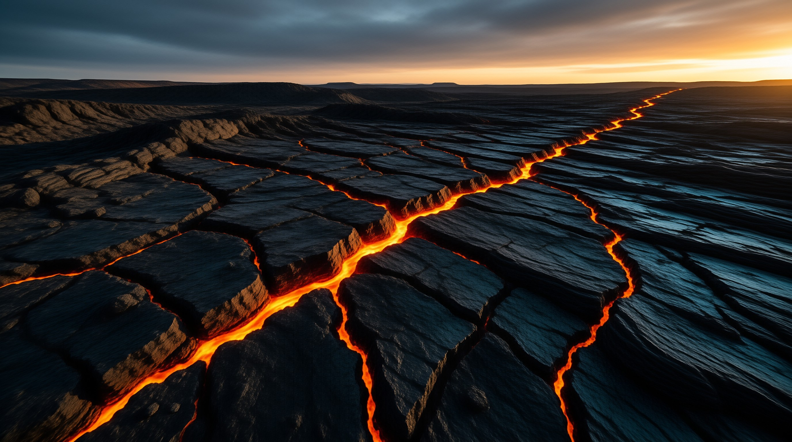 Glowing Lava in Cracked Terrain