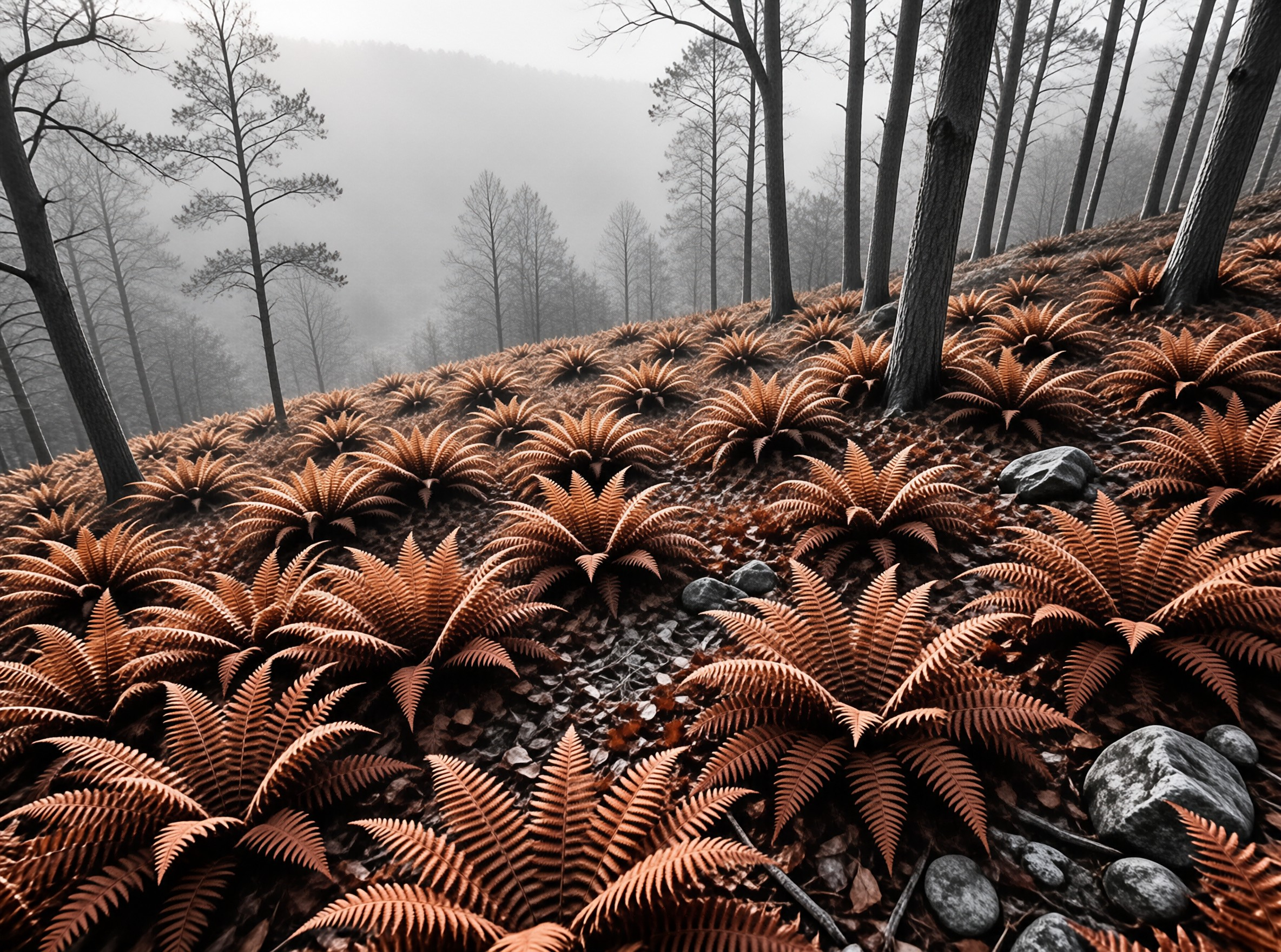 Misty Forest Hillside