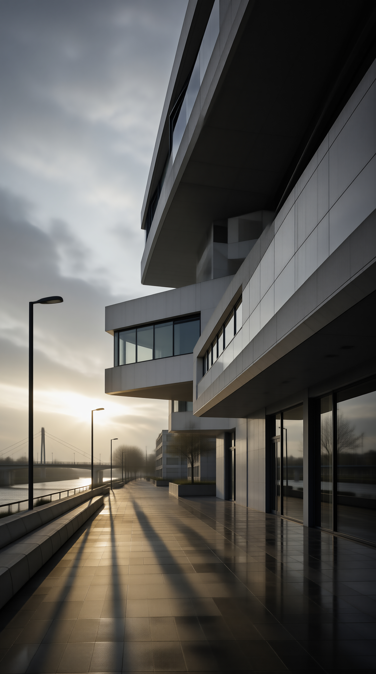 Modern Building by the River