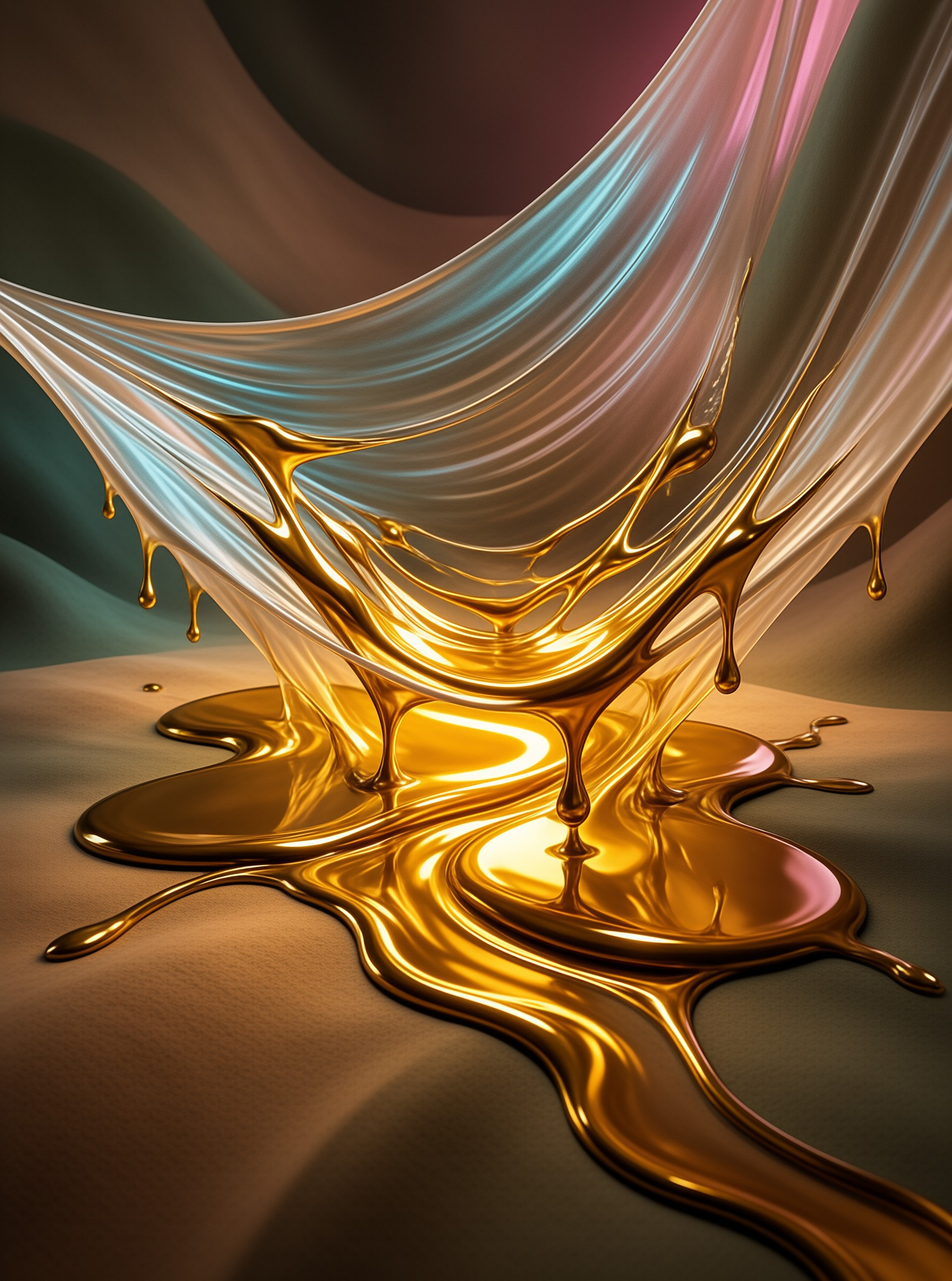 Molten Gold Cascade — Liquid Study