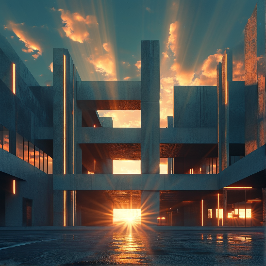 Modern Architecture at Sunset