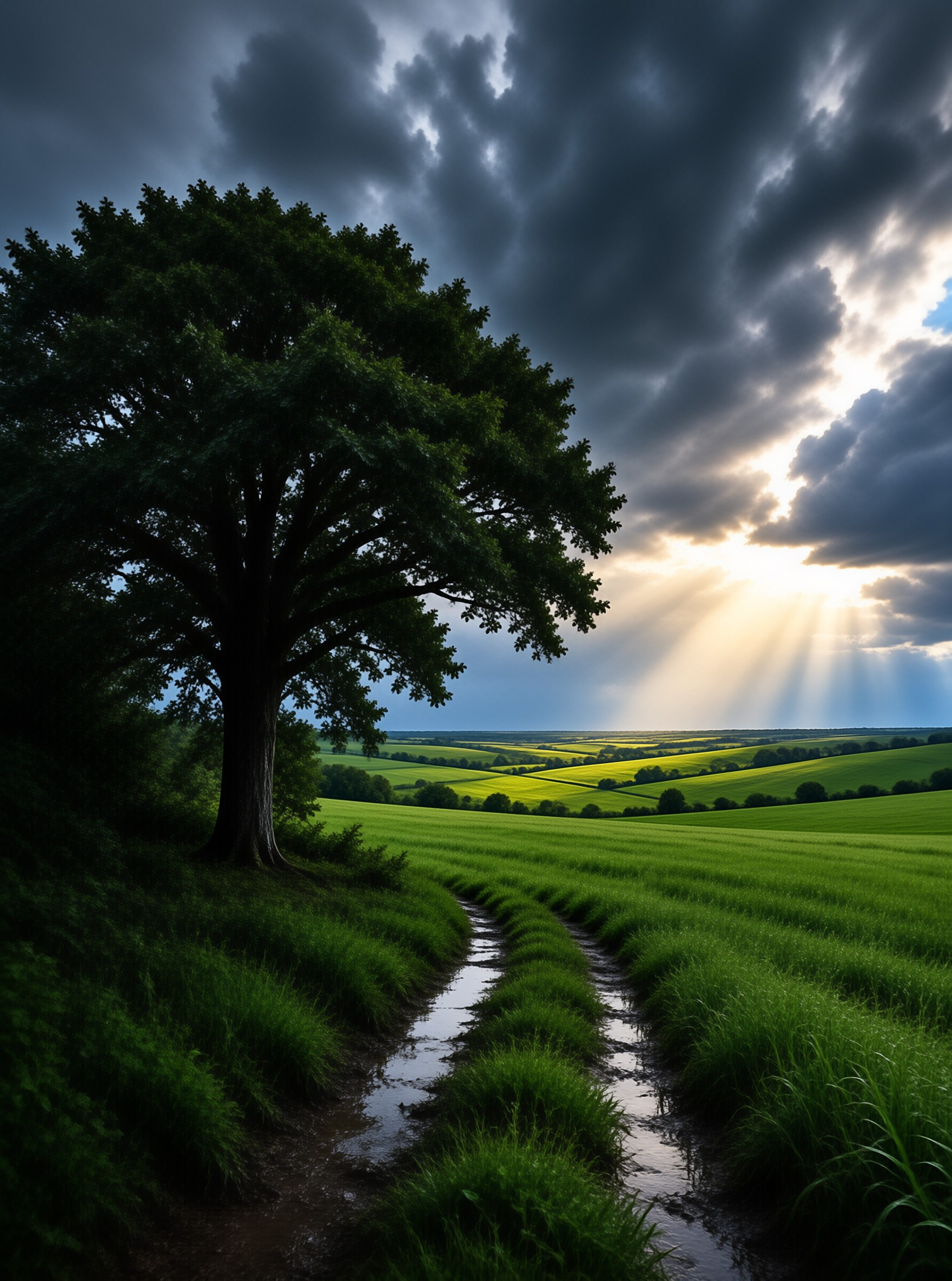 Lone Tree and Dramatic Sky