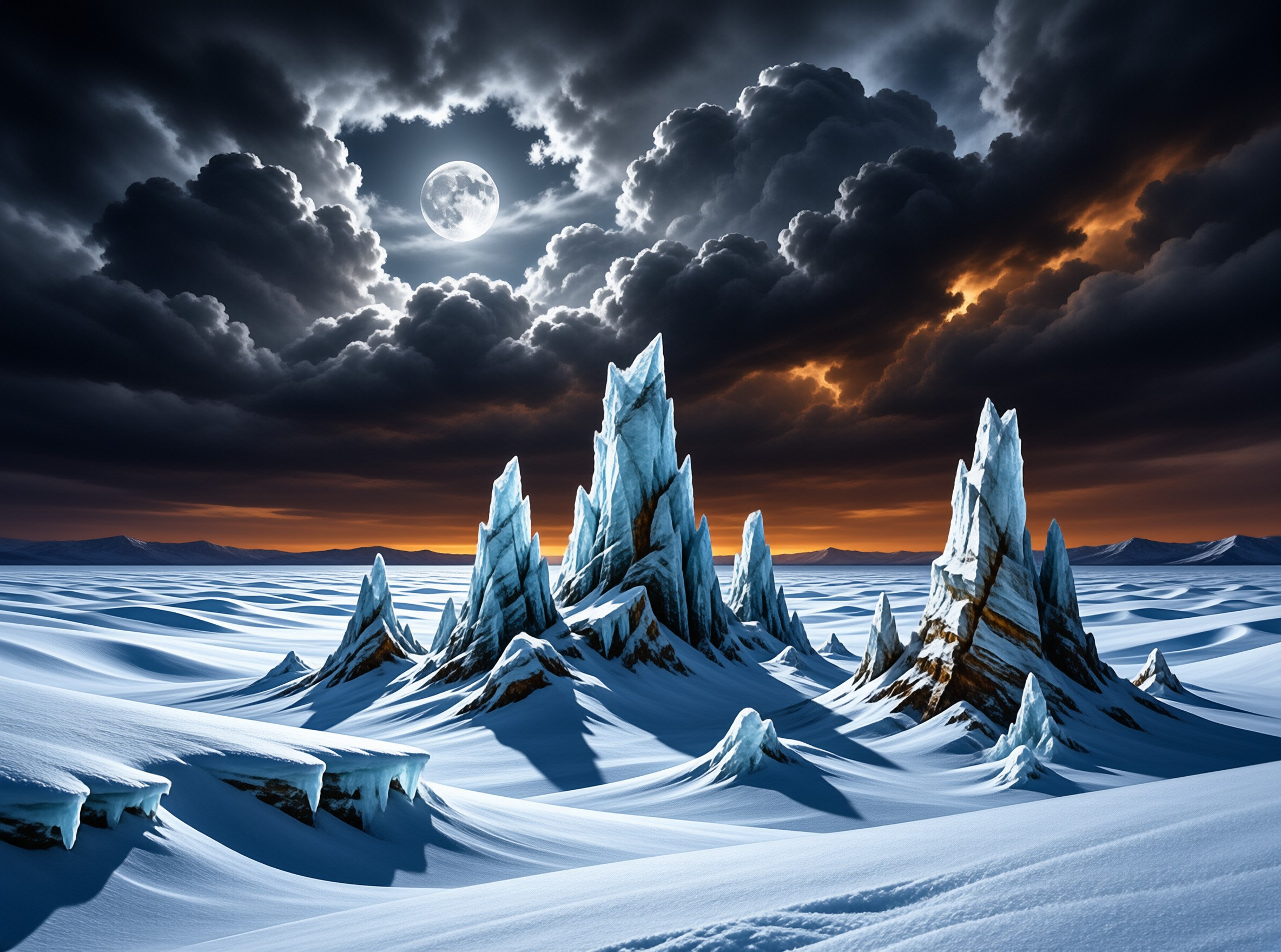 Frozen Moonlit Landscape