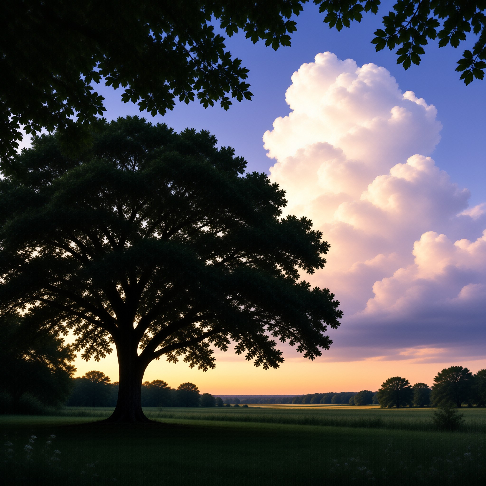 Silhouetted Tree at Dusk