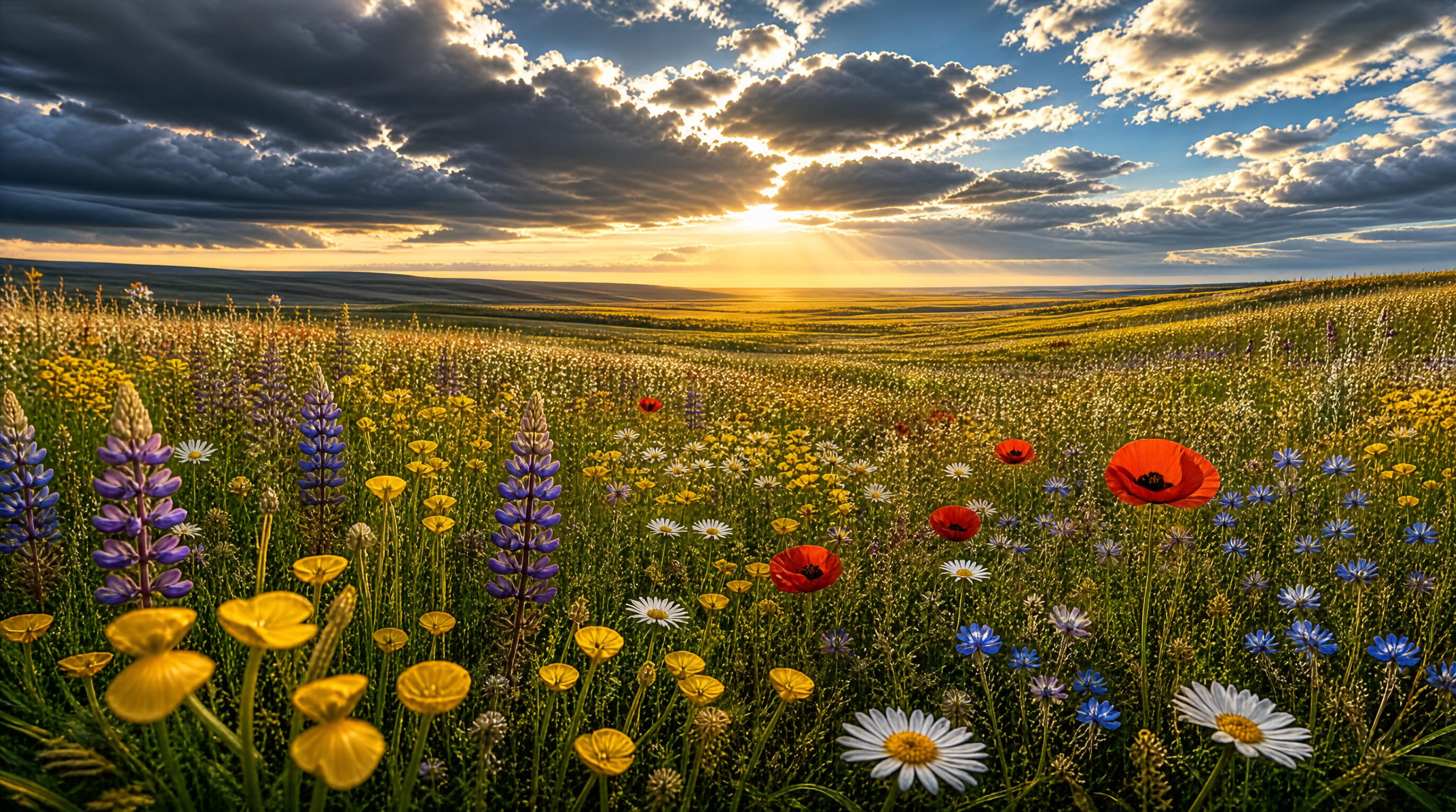 Wildflower Field at Sunset