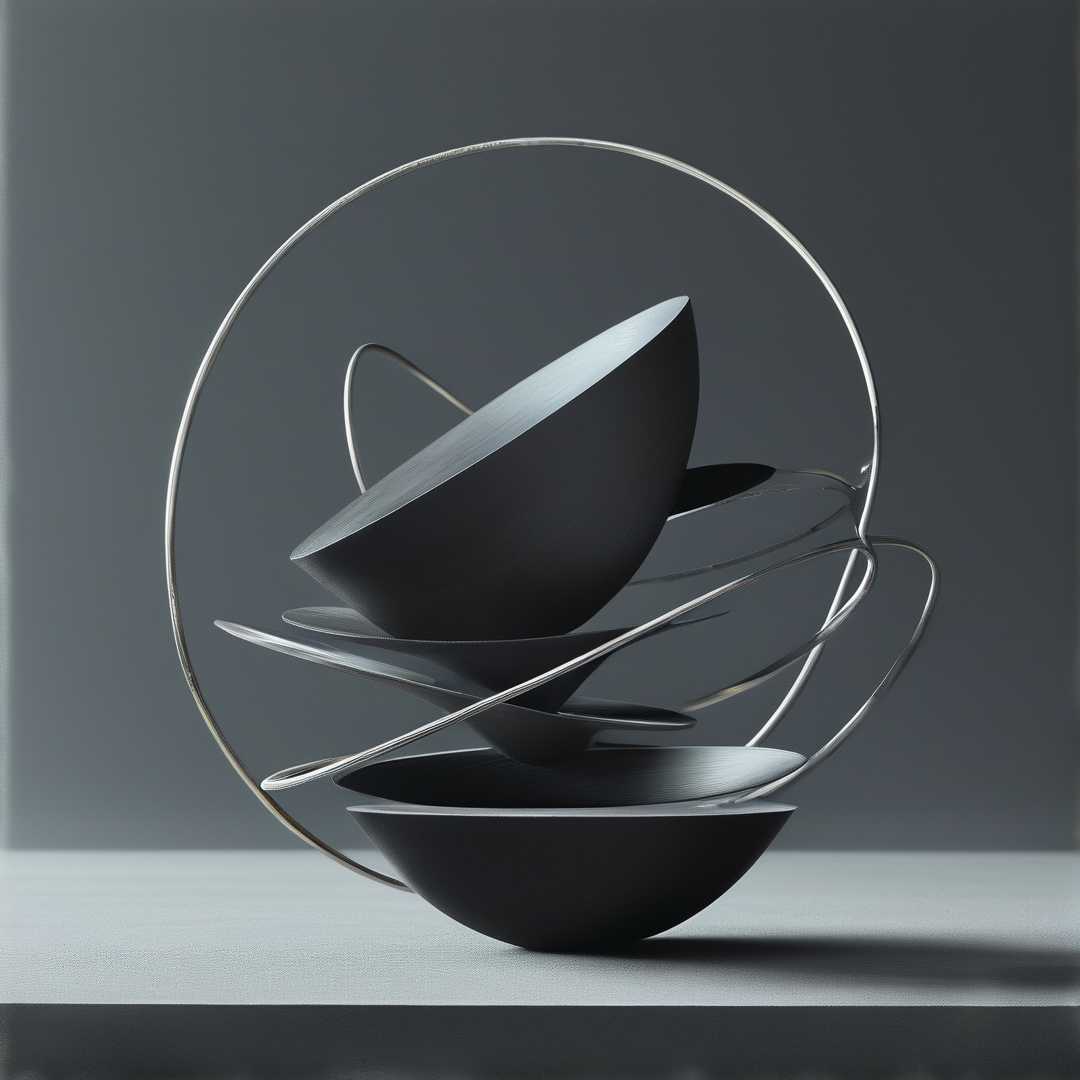 Abstract Sculpture of Stacked Bowls