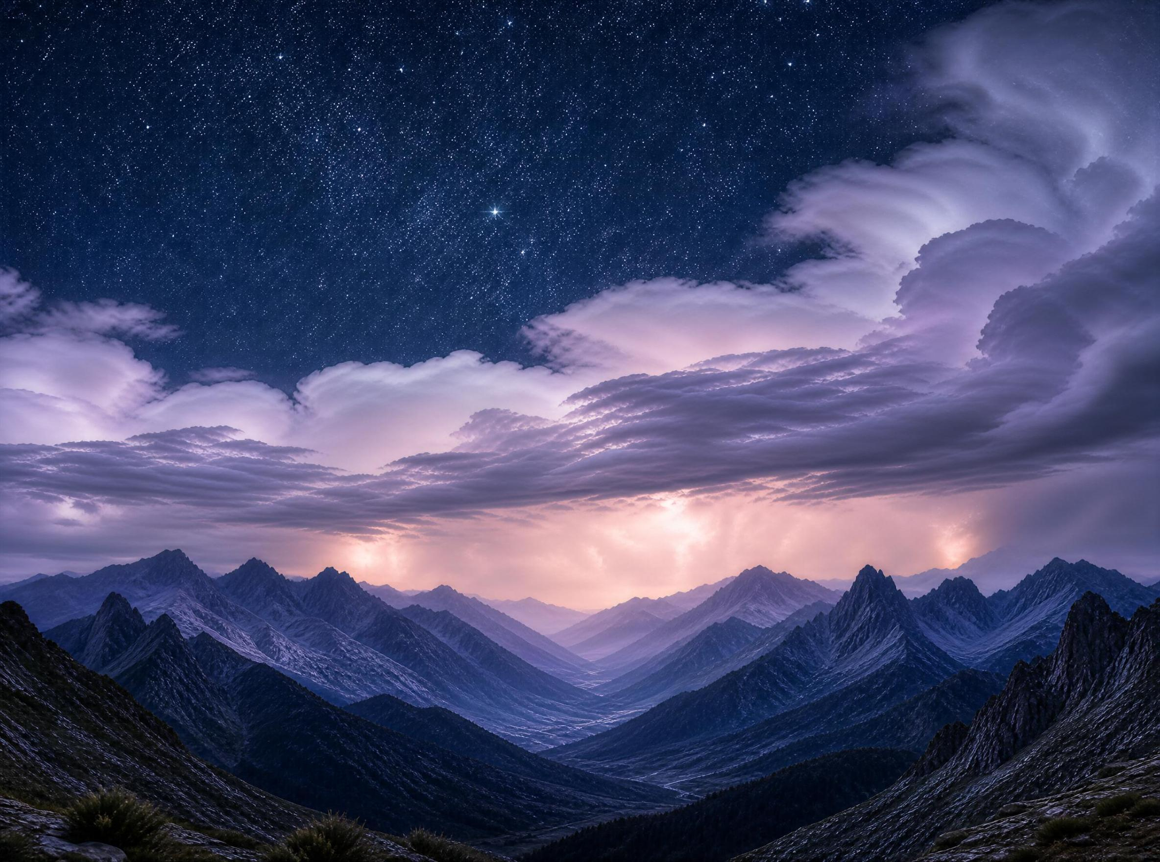 Starry Night Over Mountains