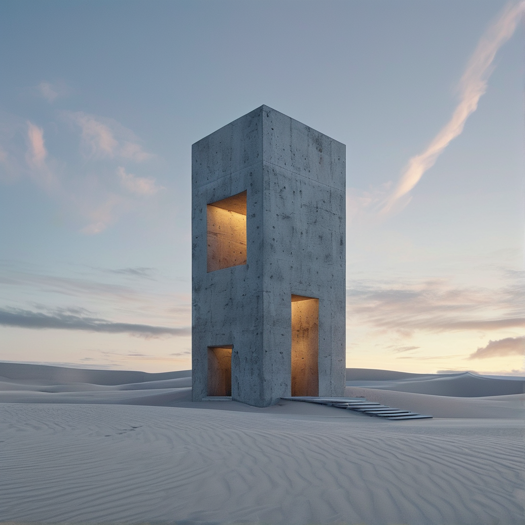 Concrete Tower in Desert