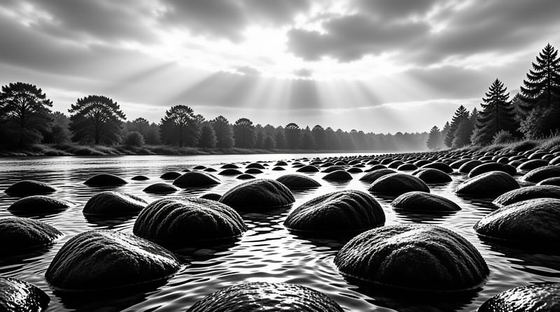 River Rocks Under Sunlight