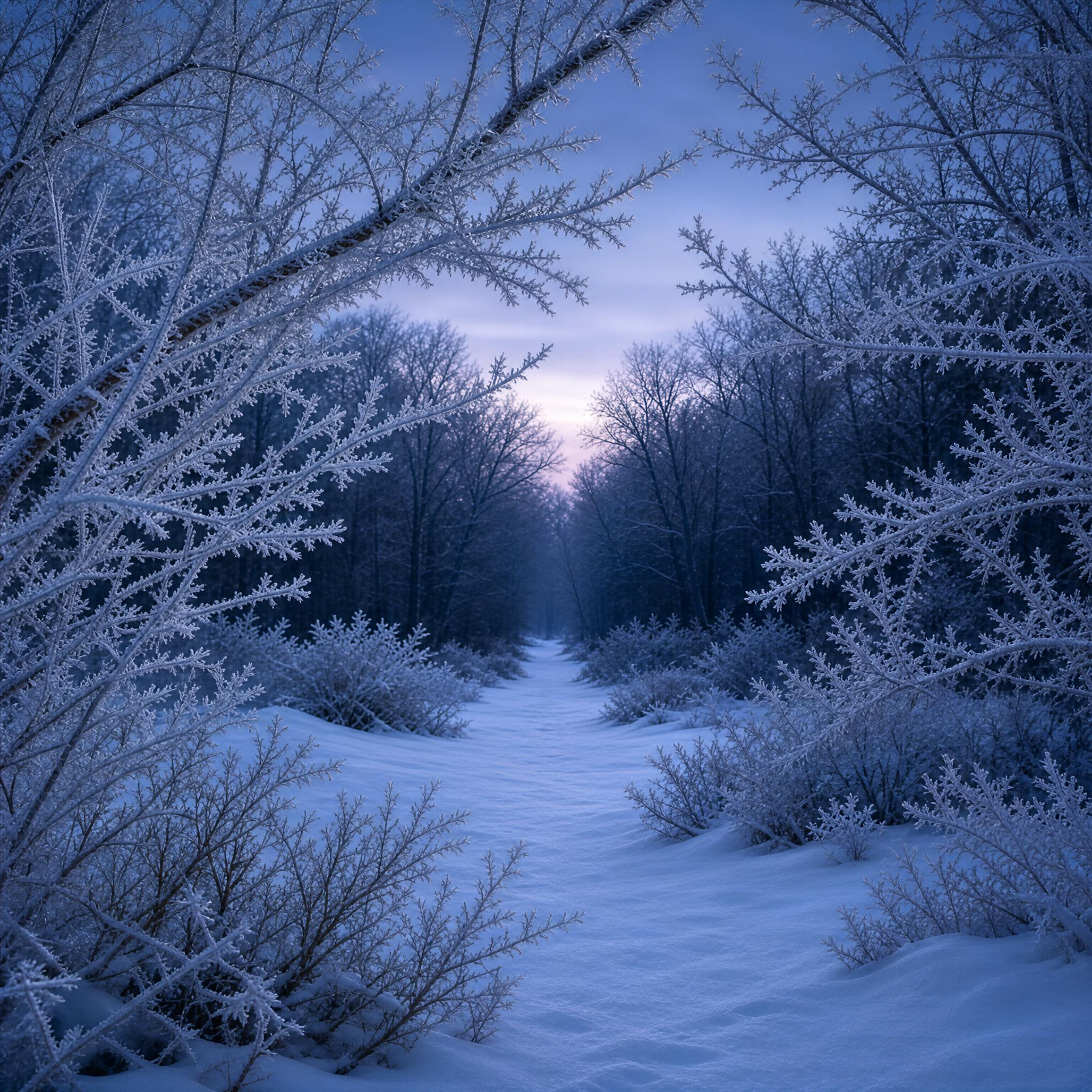 Frosty Winter Forest Path
