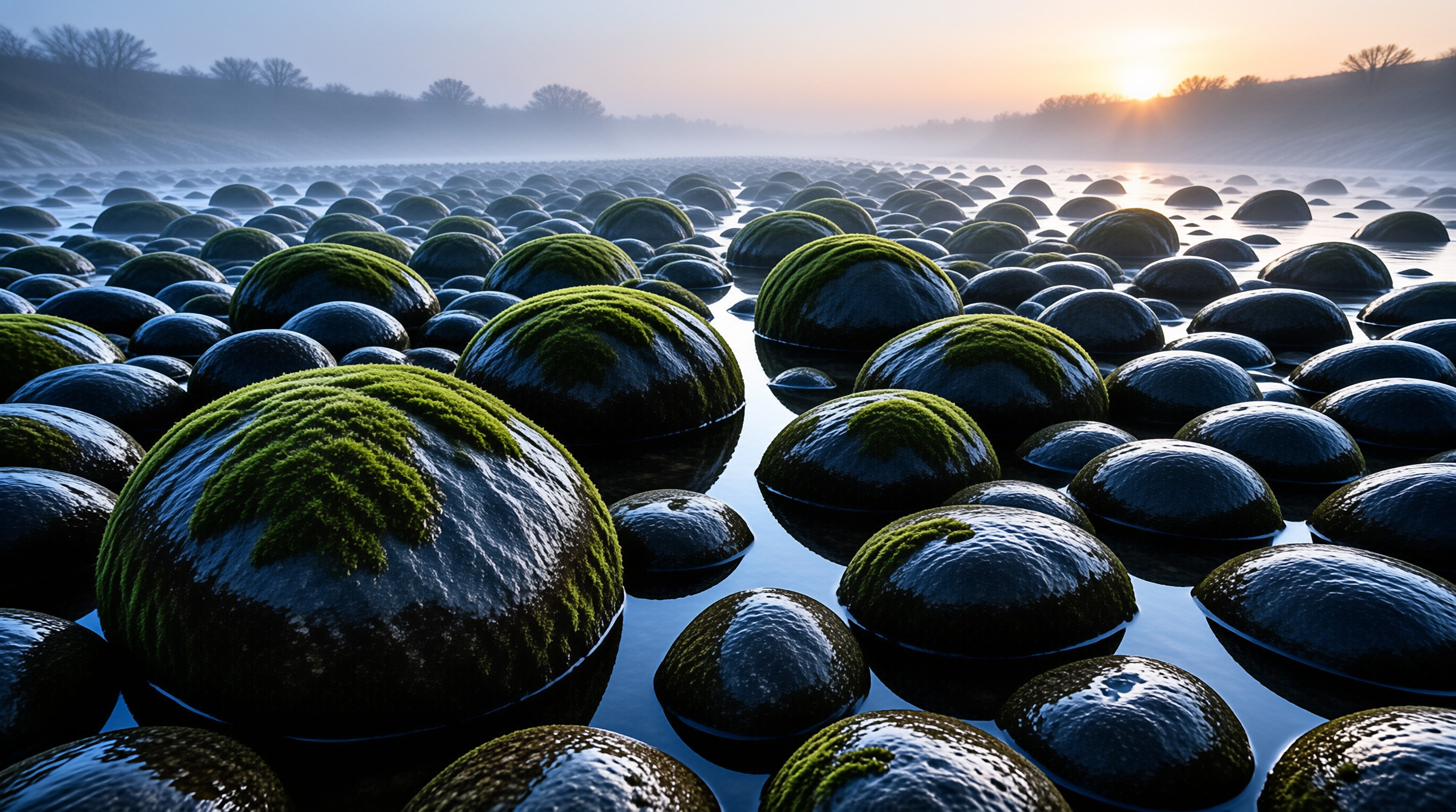 Mossy Rocks at Sunrise
