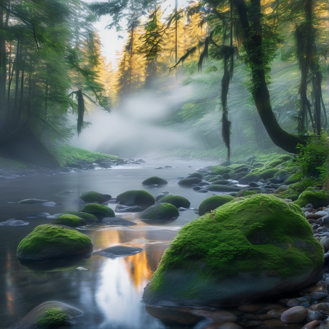 Misty Forest Stream
