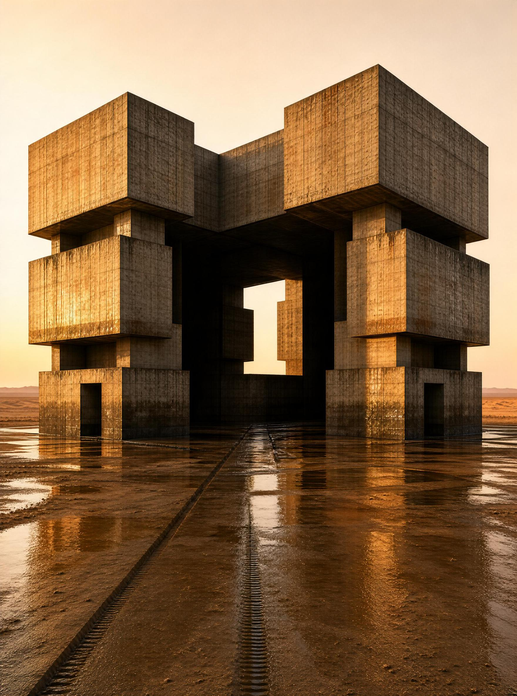 Modern Concrete Structure in Desert