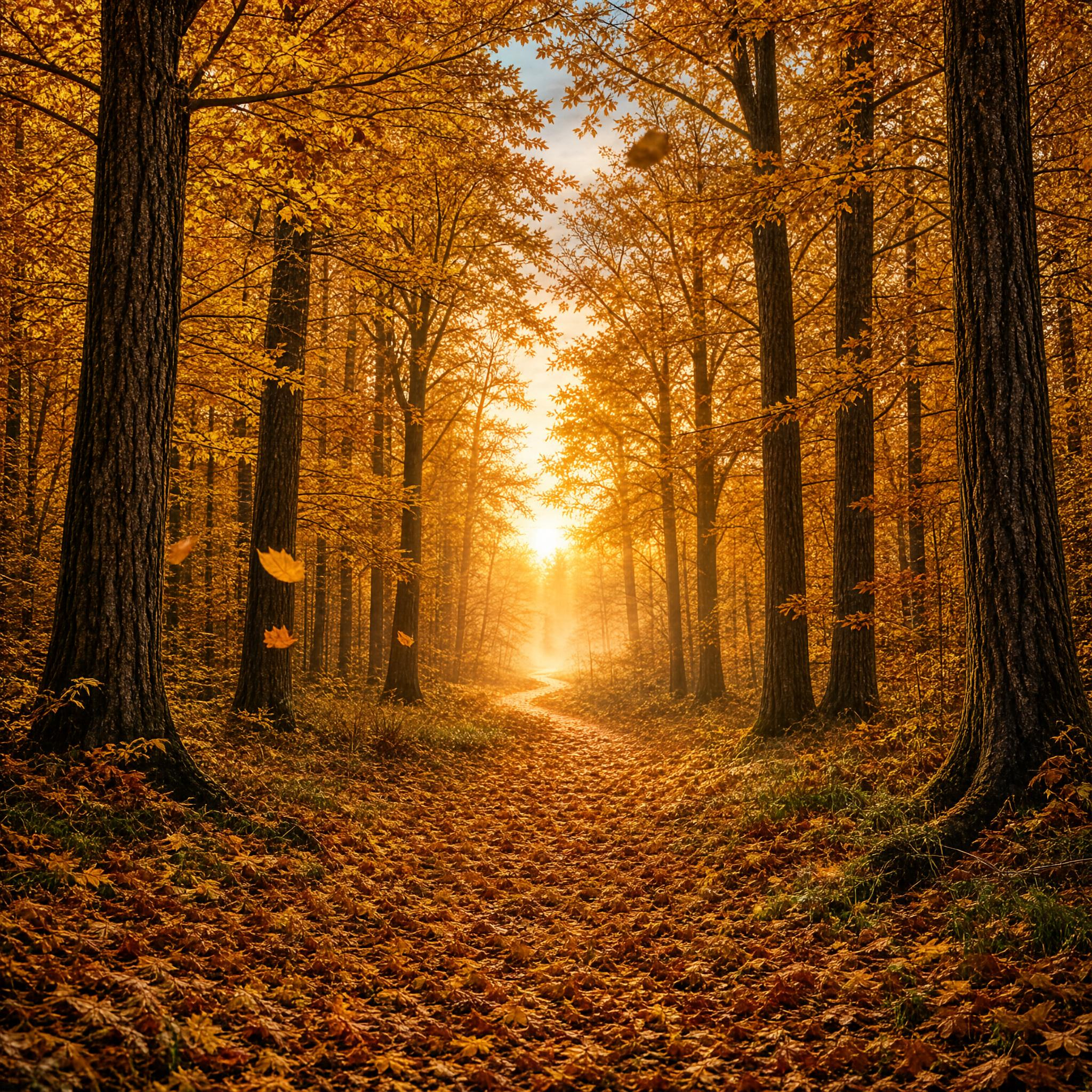 Golden Autumn Forest Path
