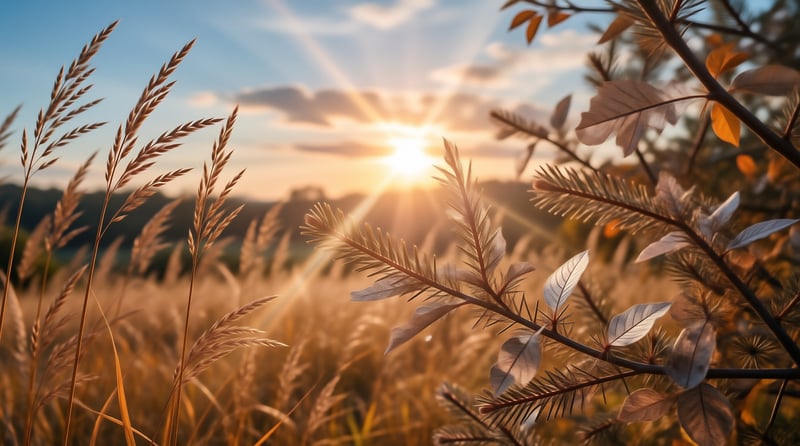Sunburst Over Golden Grass