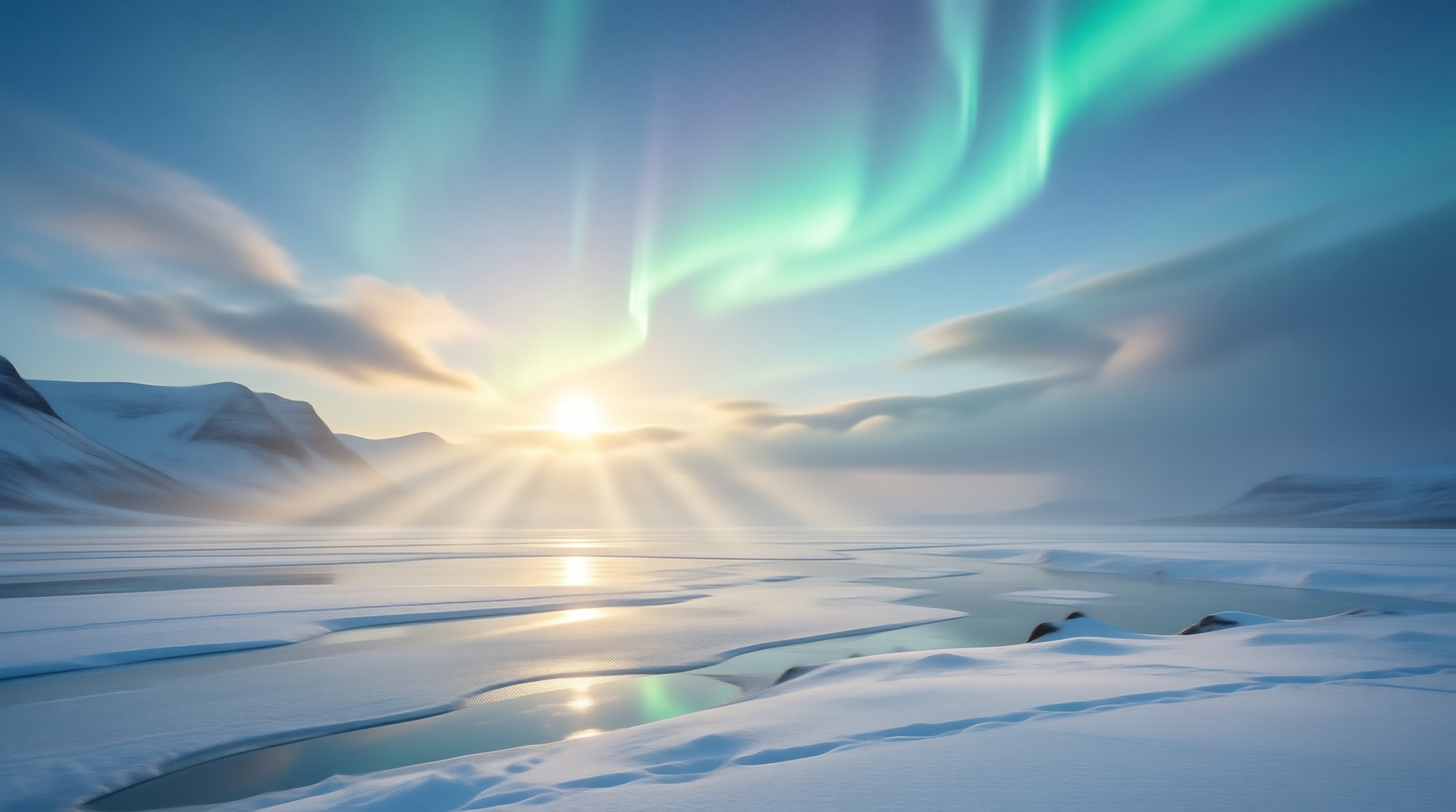 Aurora Over Frozen Landscape
