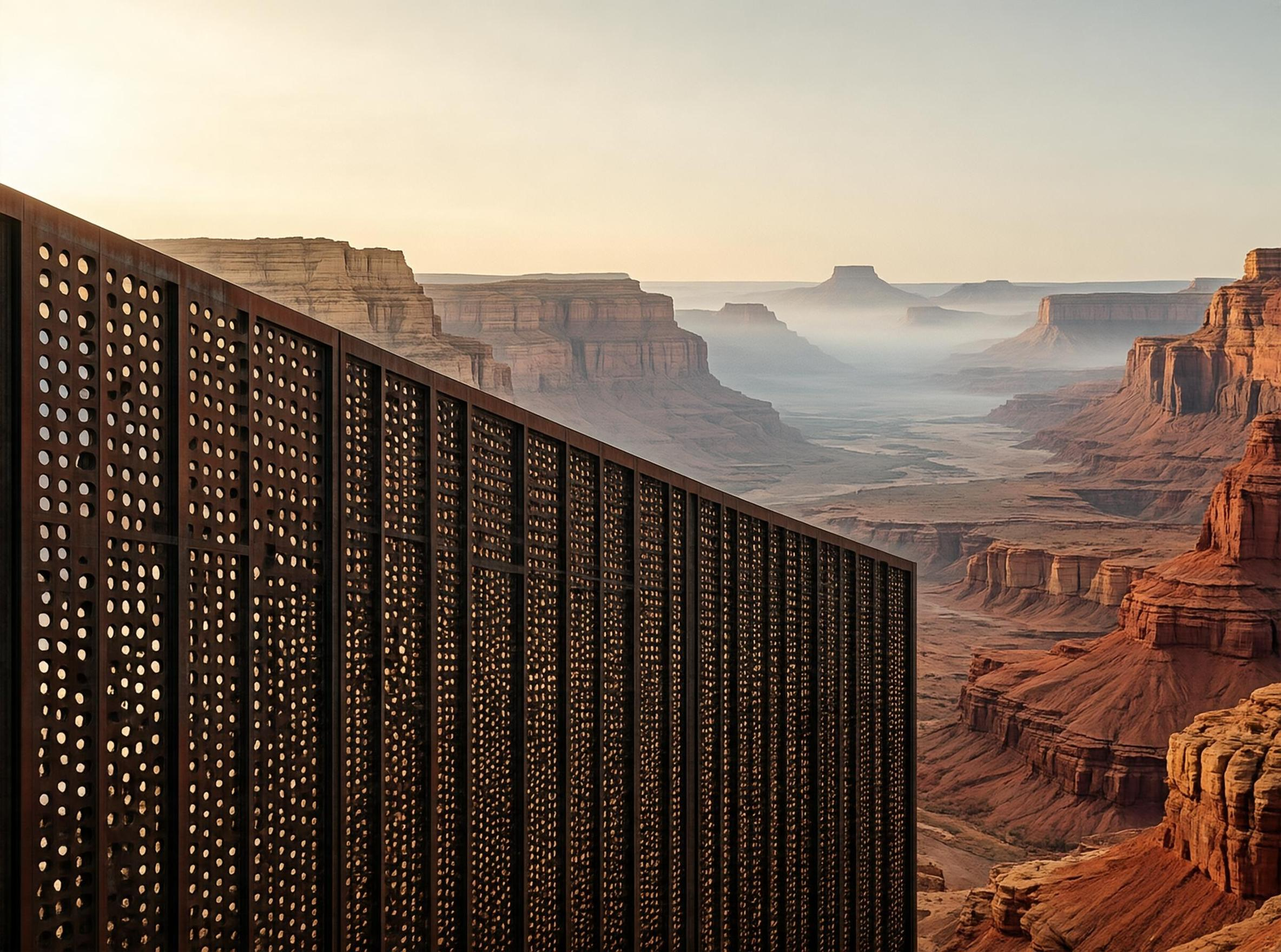 Perforated Metal Wall with Canyon View