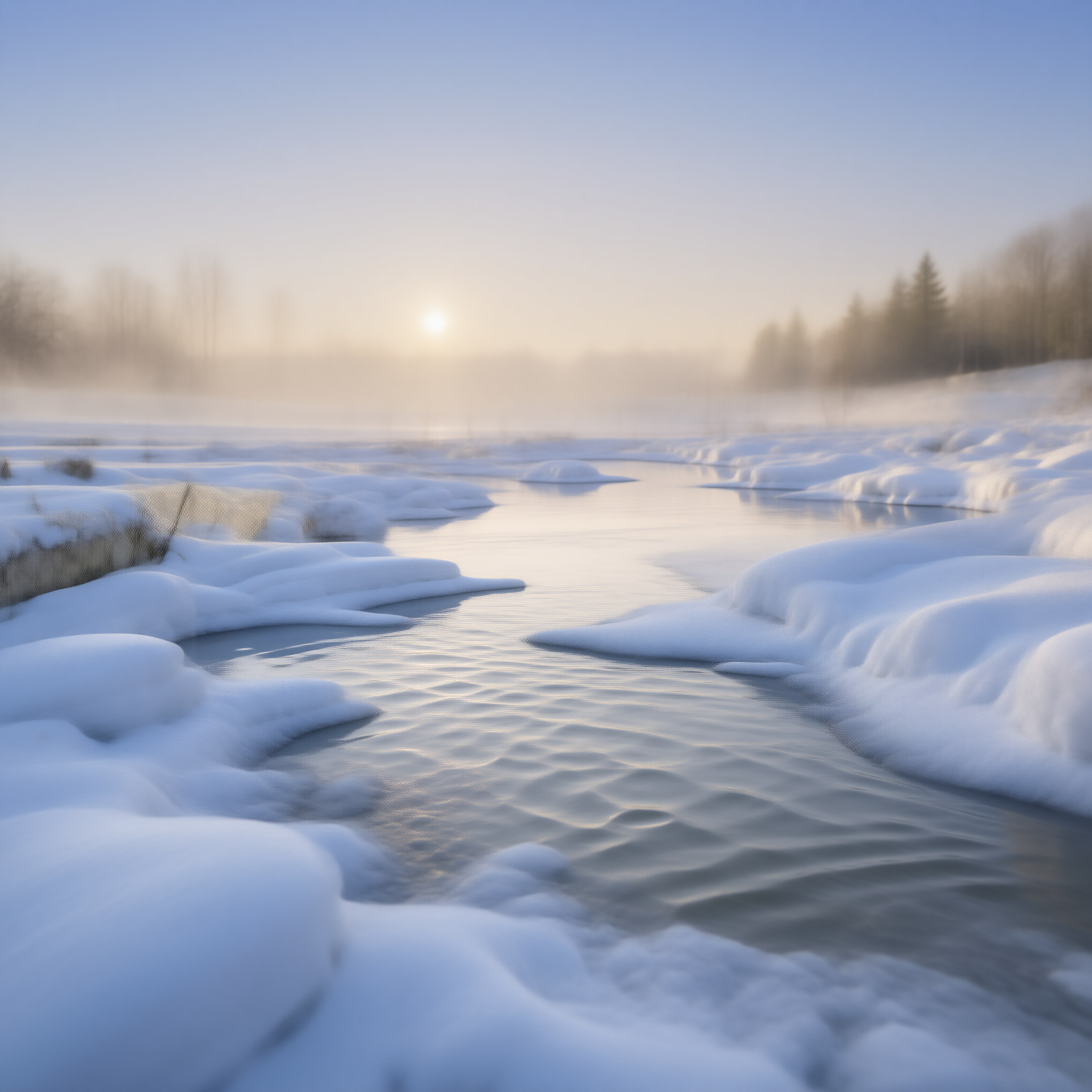 Winter River at Sunrise