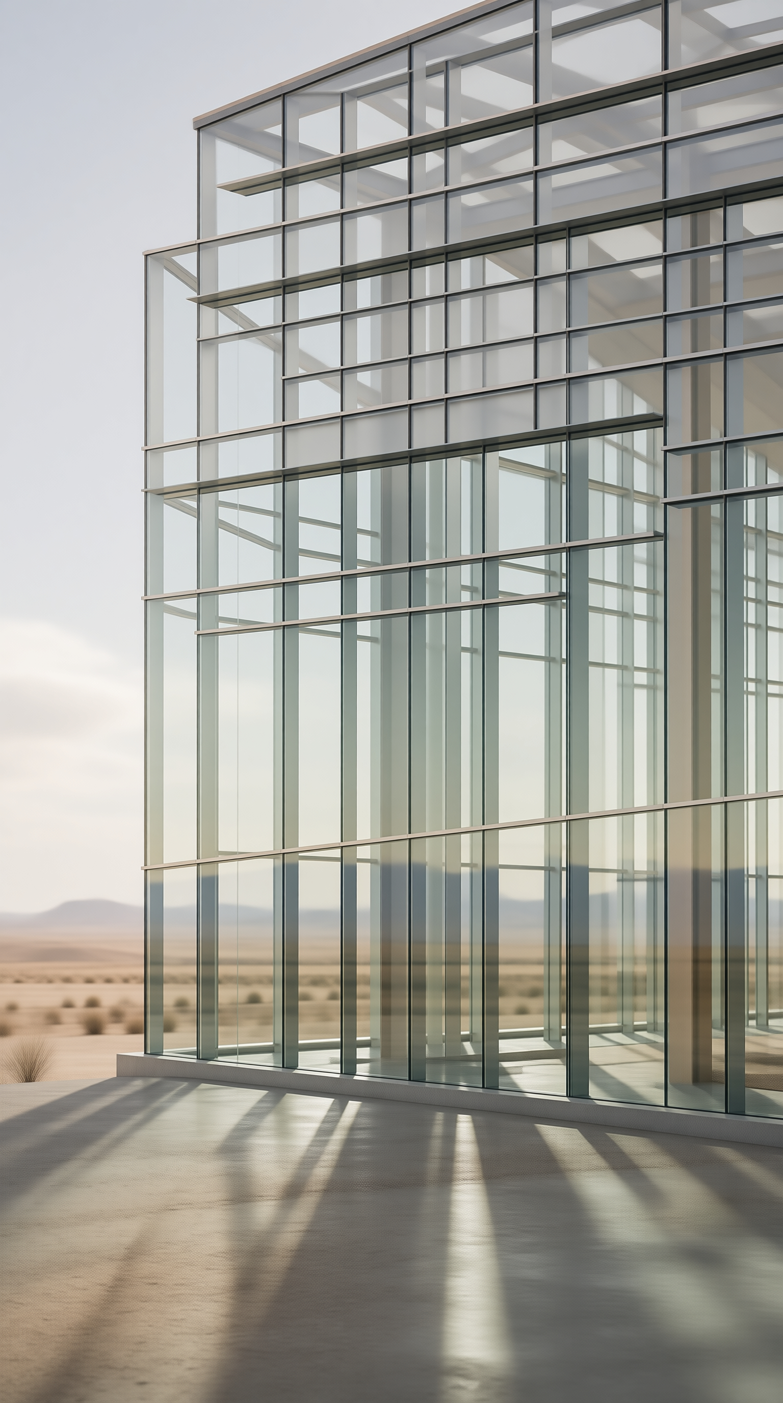 Modern Glass Building in Desert