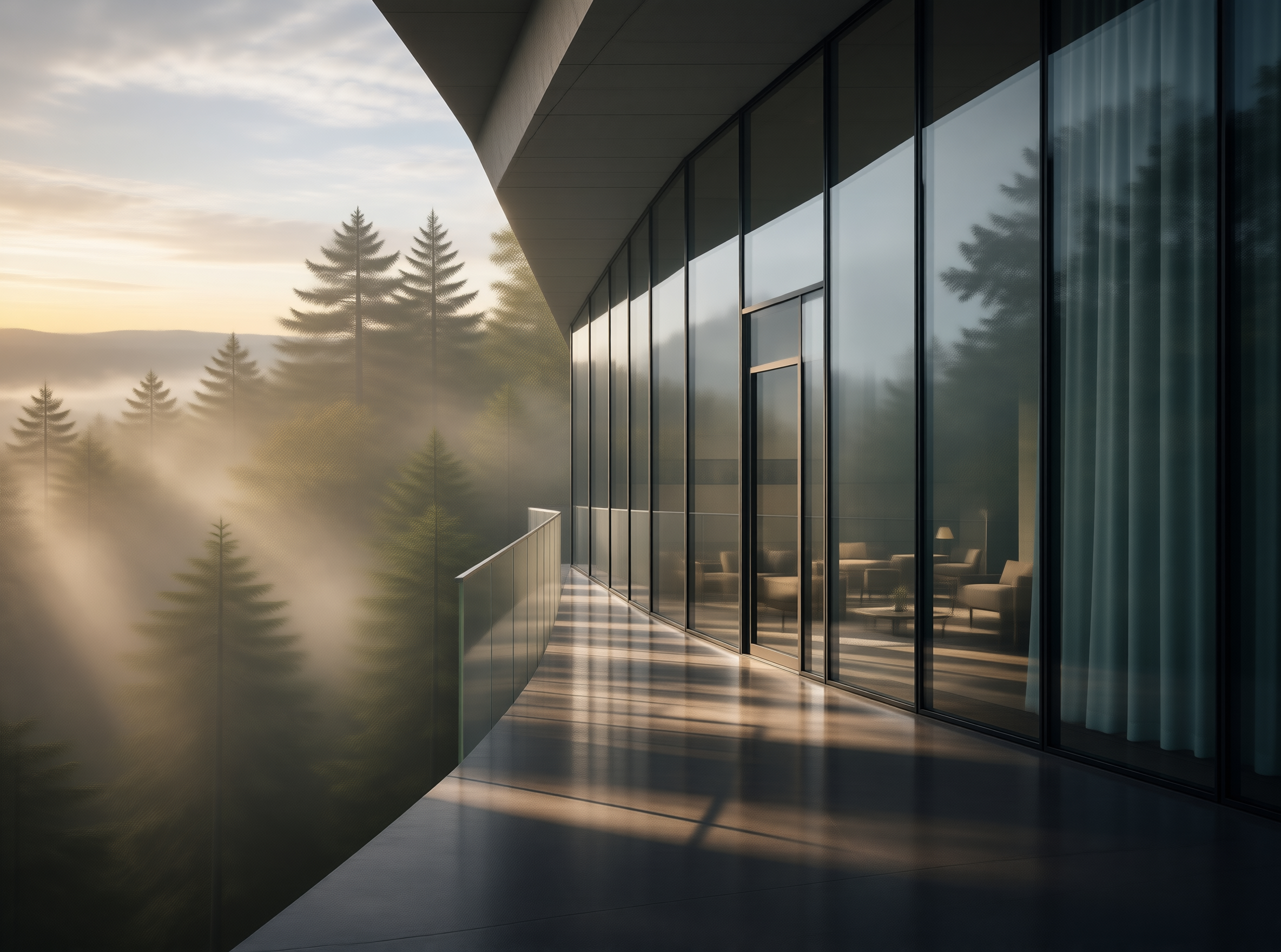 Terrace View of Misty Forest