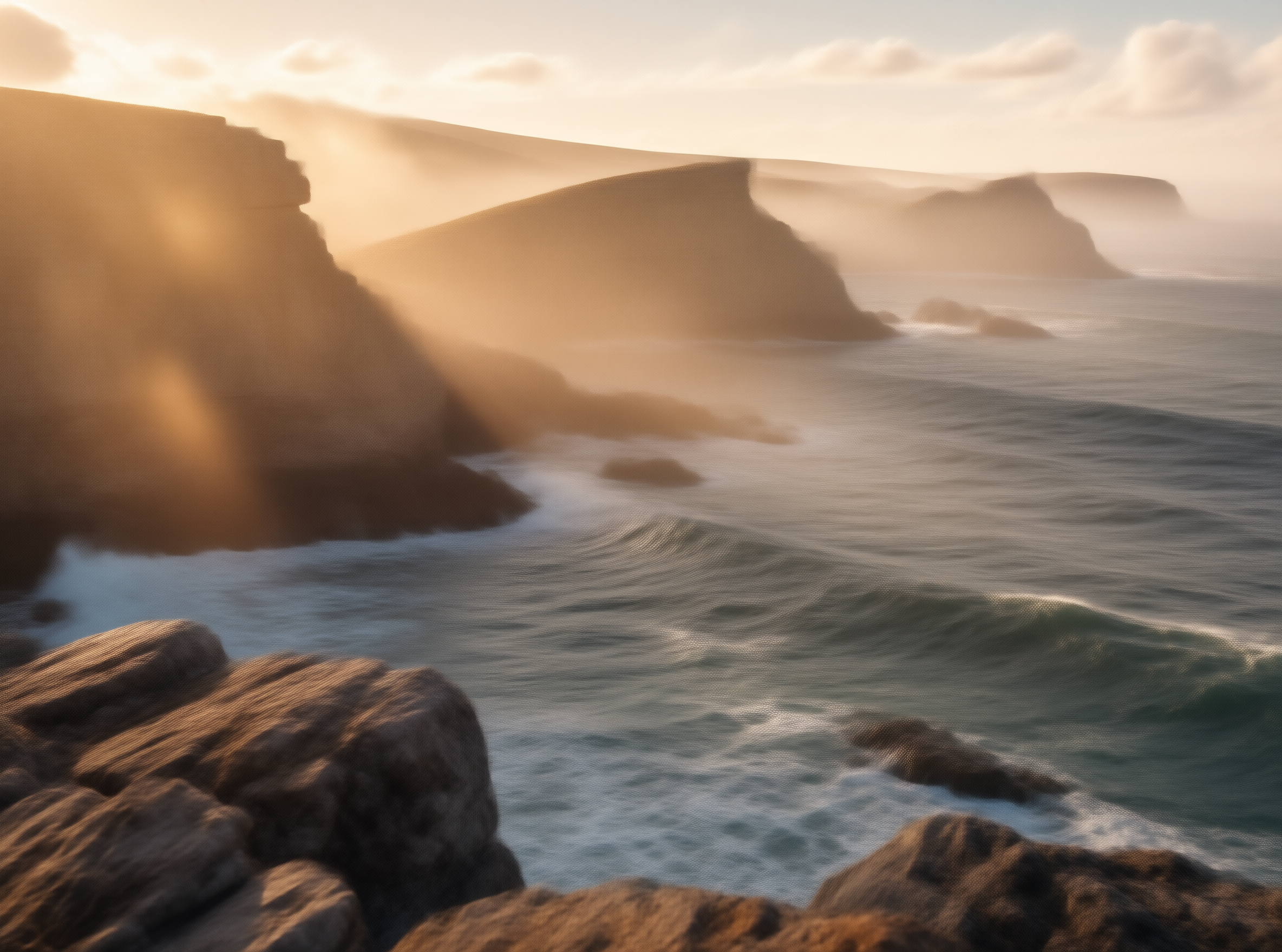 Misty Coastal Cliffs