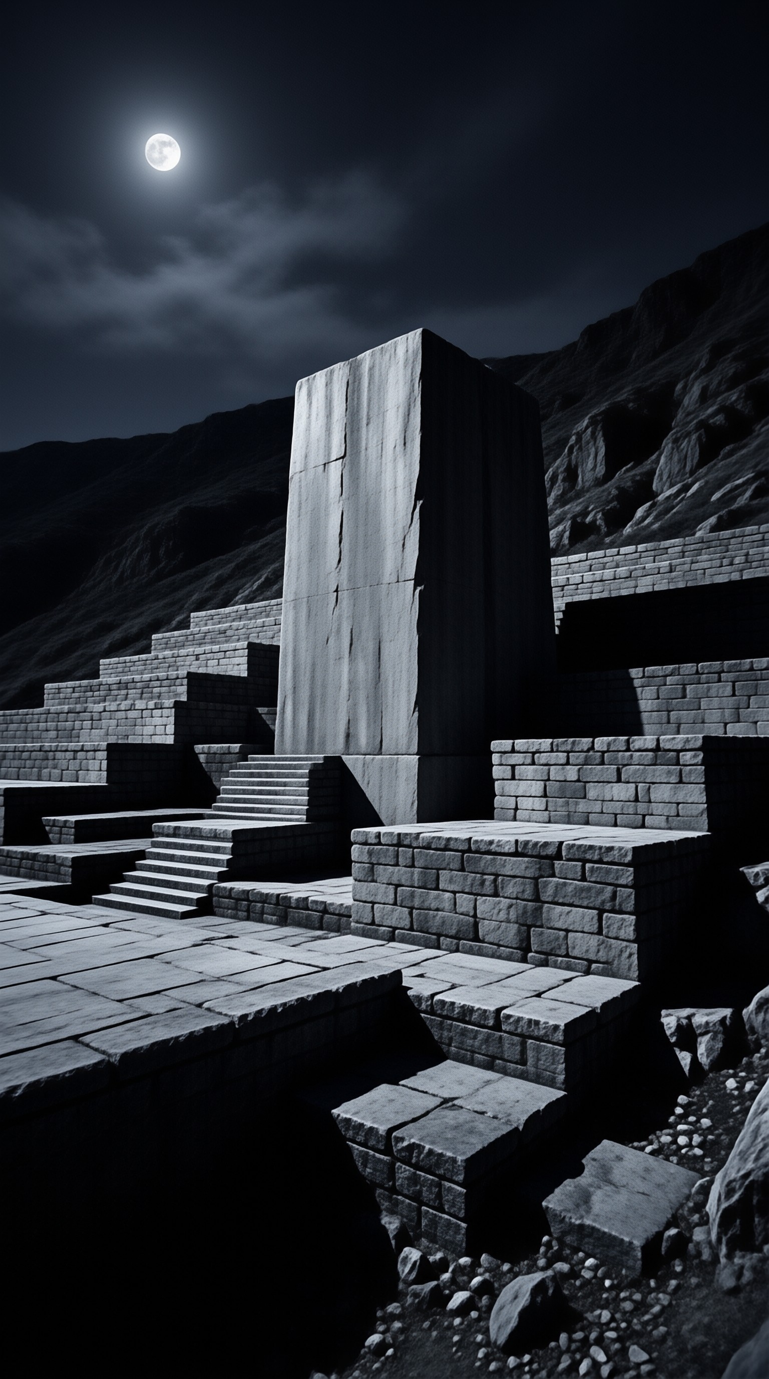 Moonlit Stone Structure