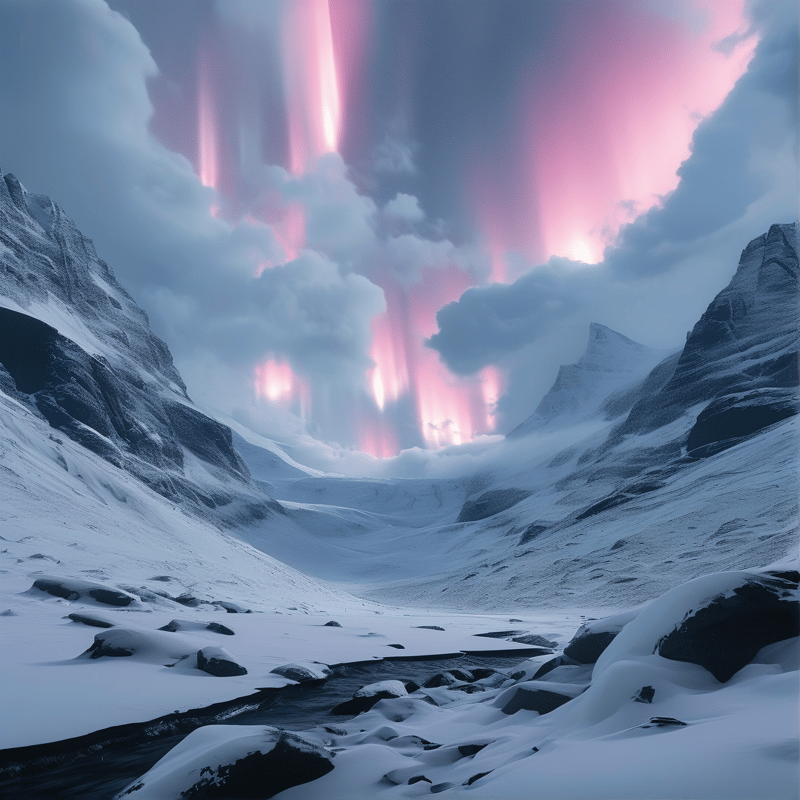 Pink Aurora Snow Valley