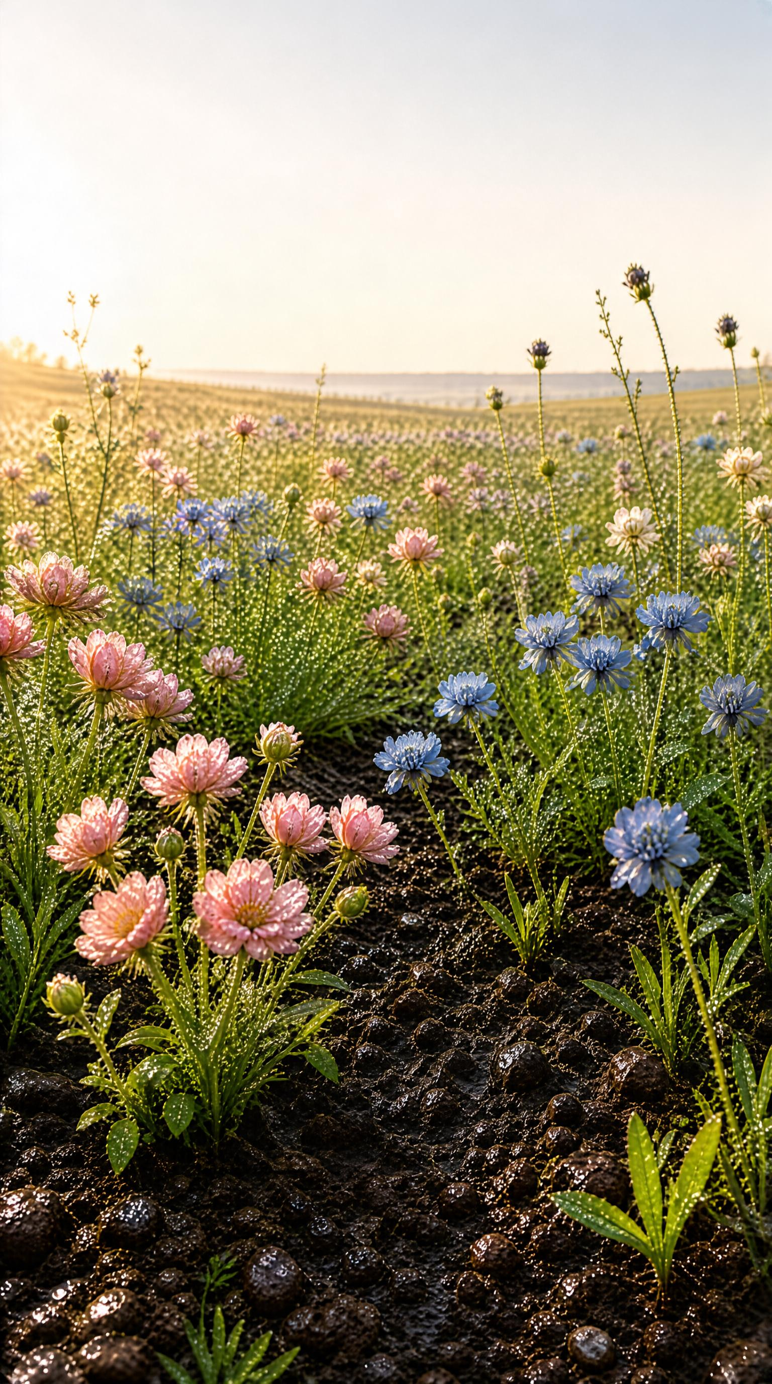 Dewy Wildflower Meadow at Dawn