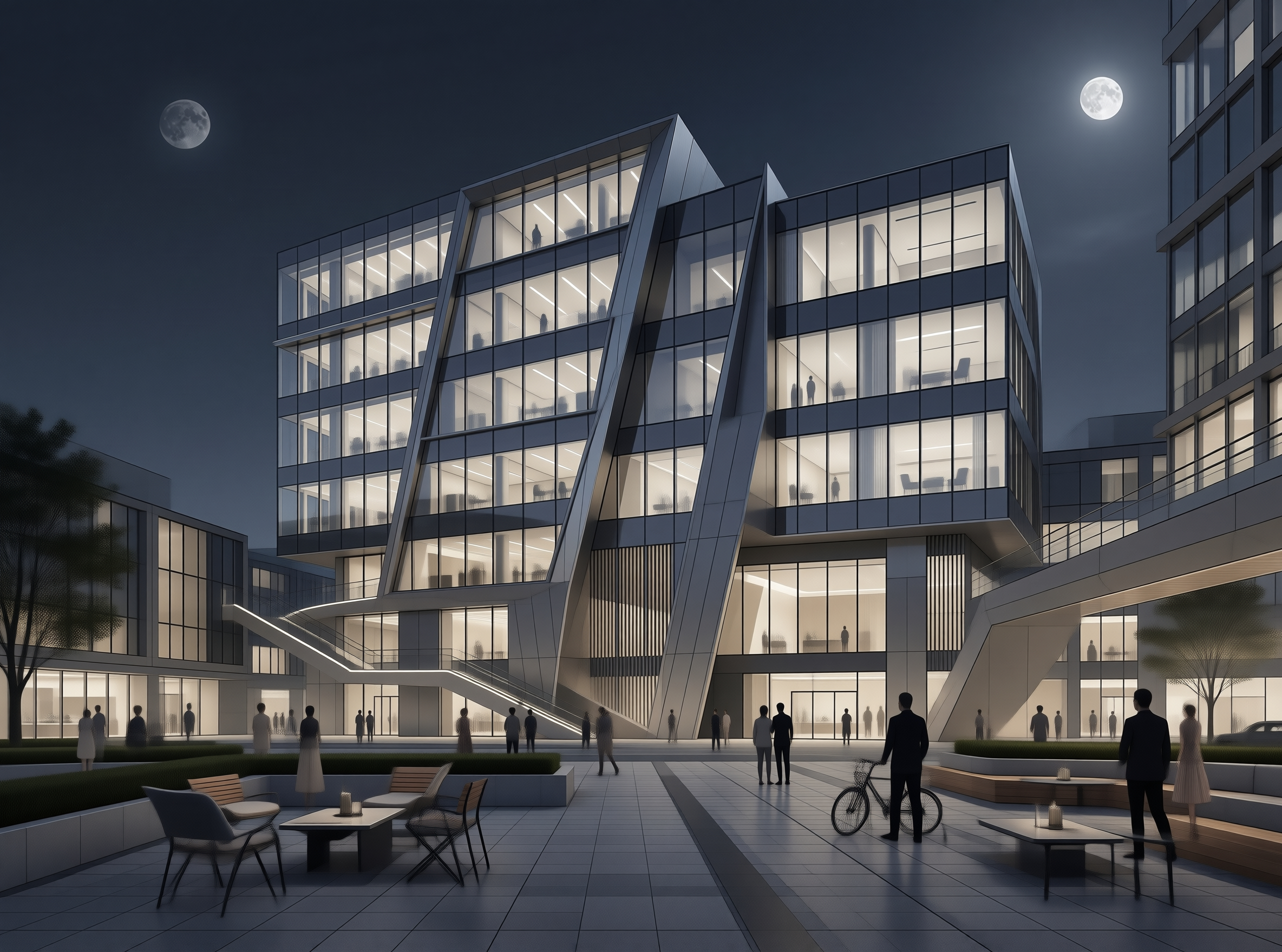 Modern Office Complex Night