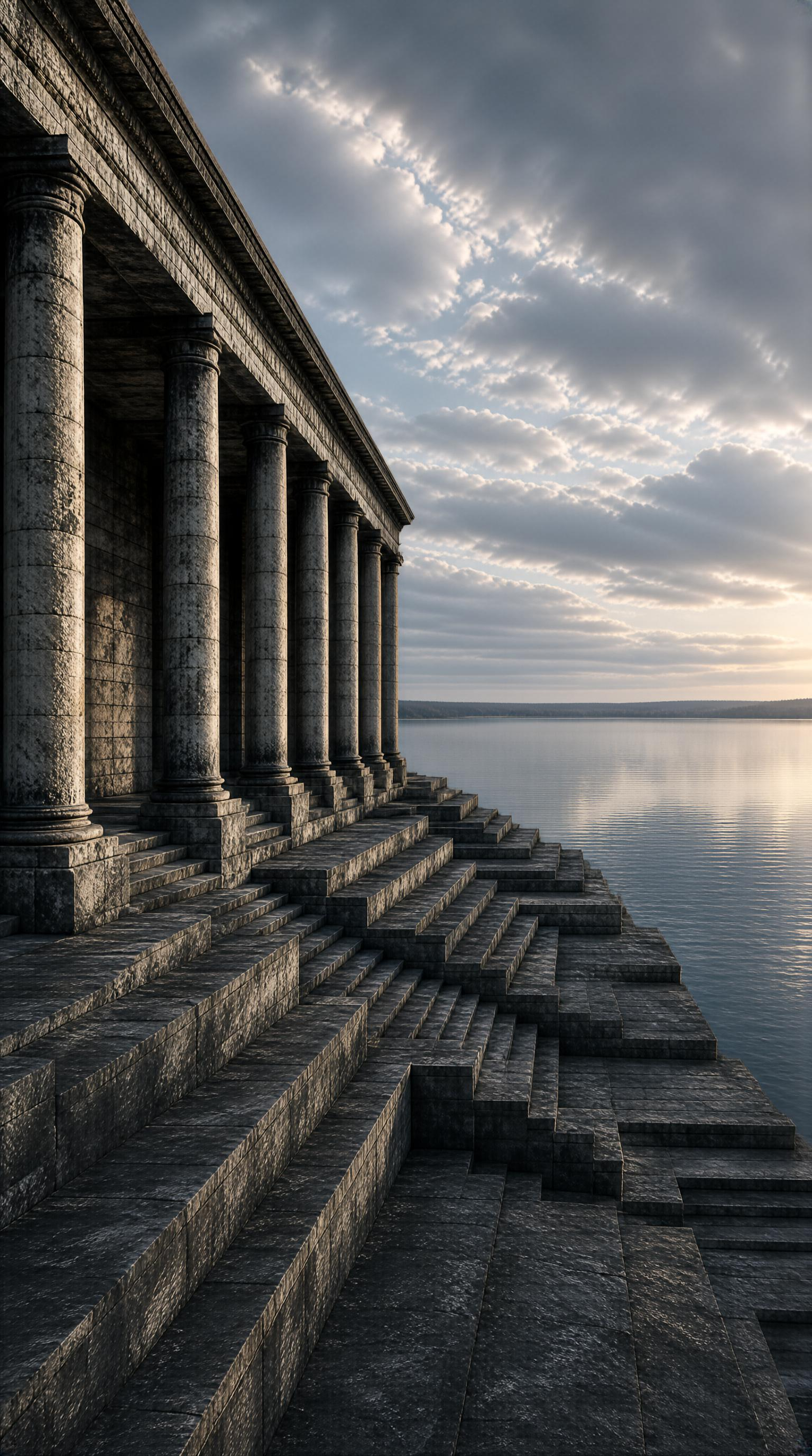Ancient Stone Temple by Water