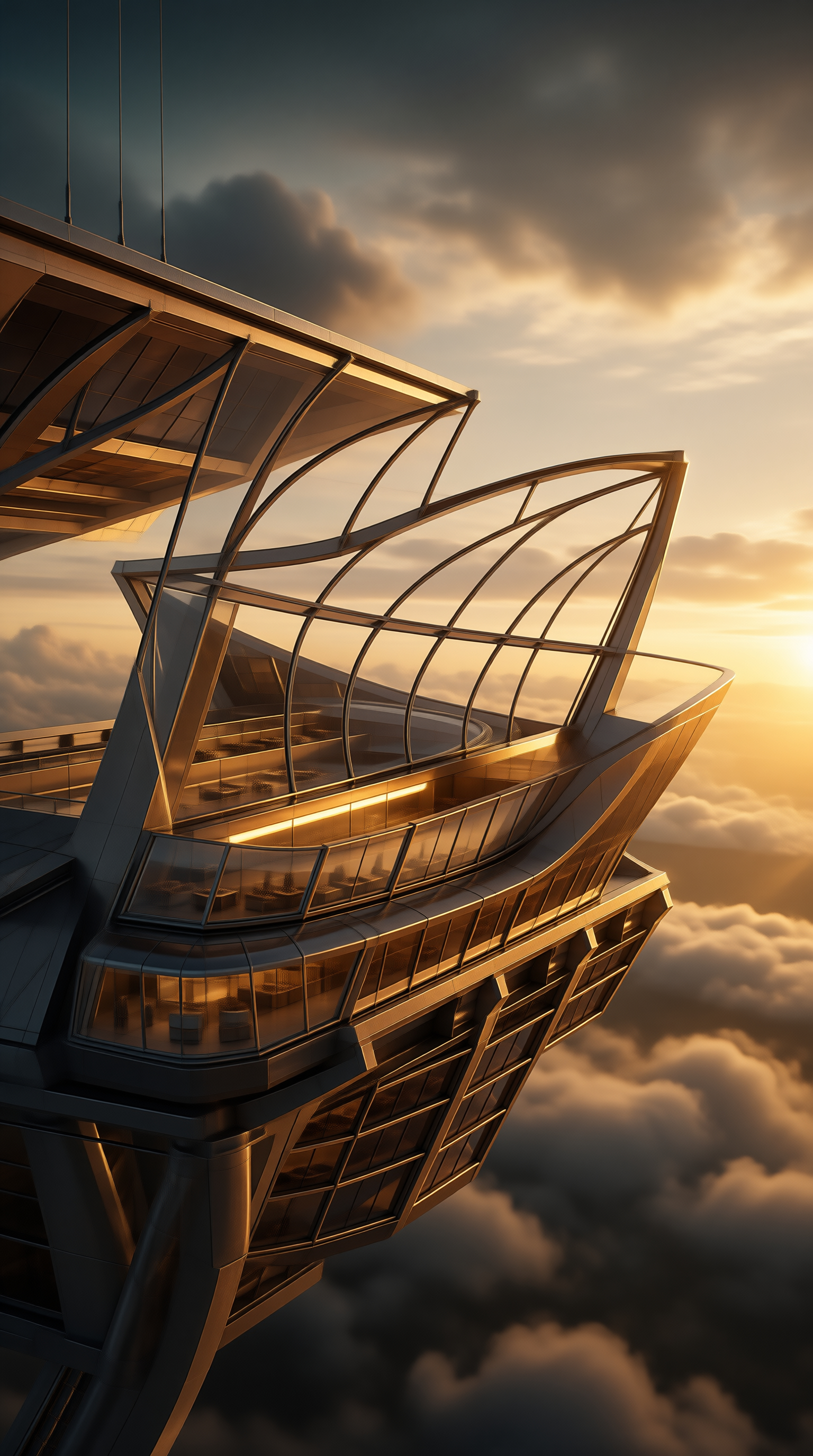 Futuristic Tower Above Clouds