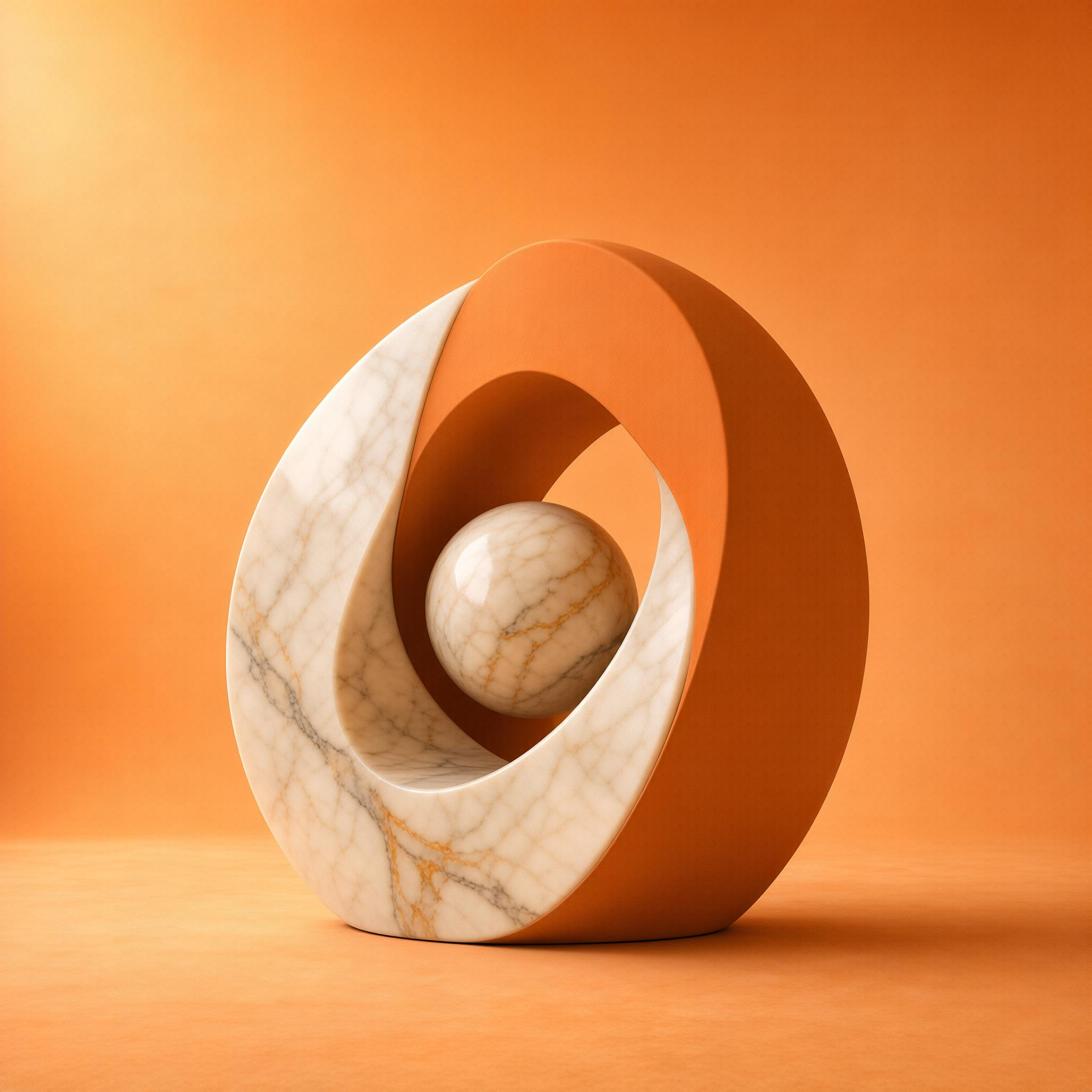 Abstract Orange Marble Sculpture