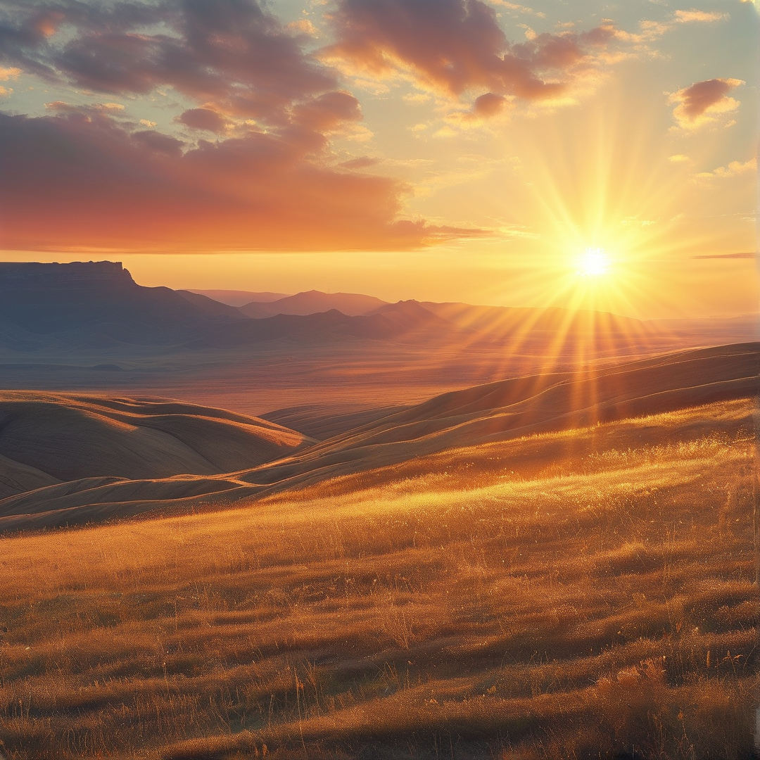 Golden Sunset Over Hills