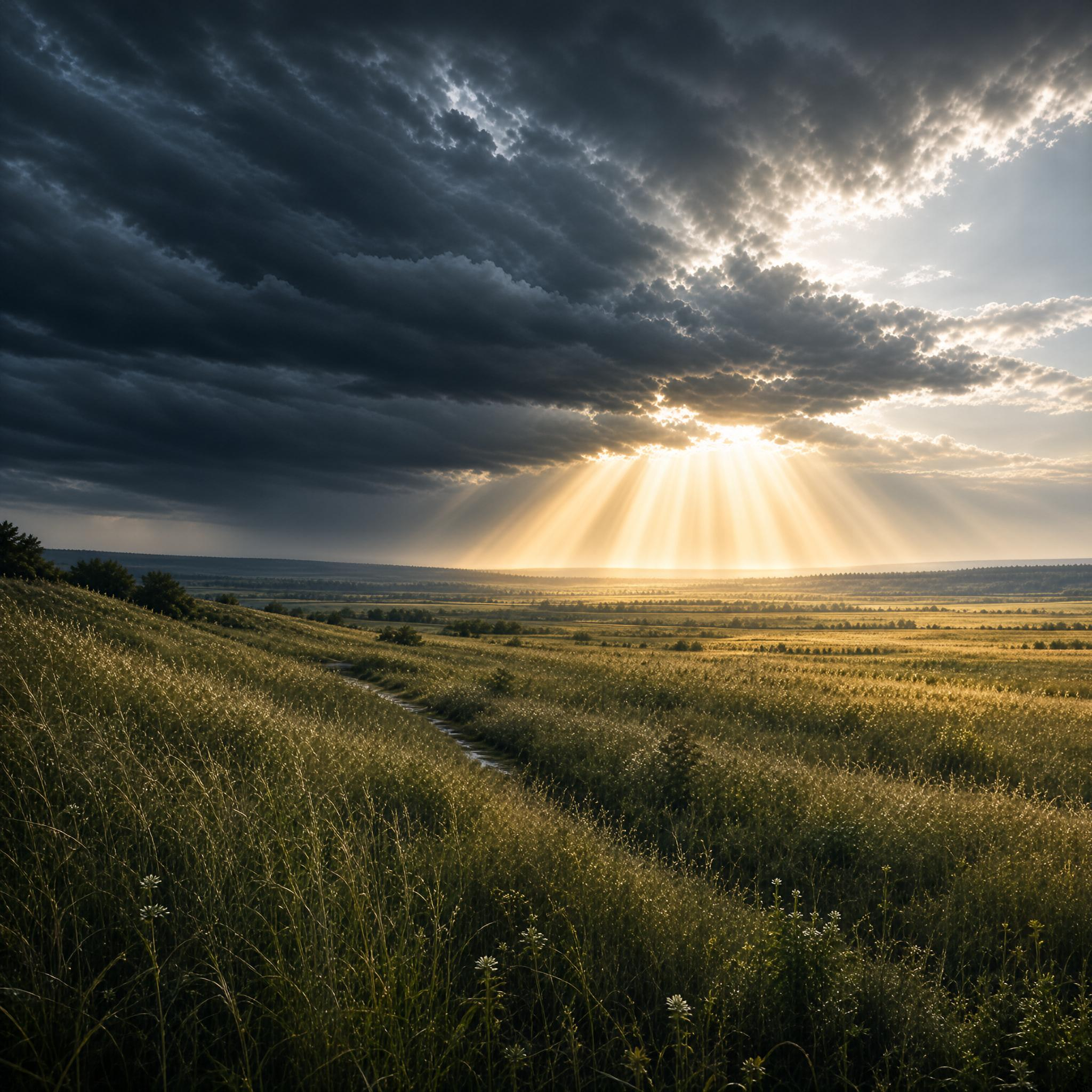 Sunburst Over Grassland