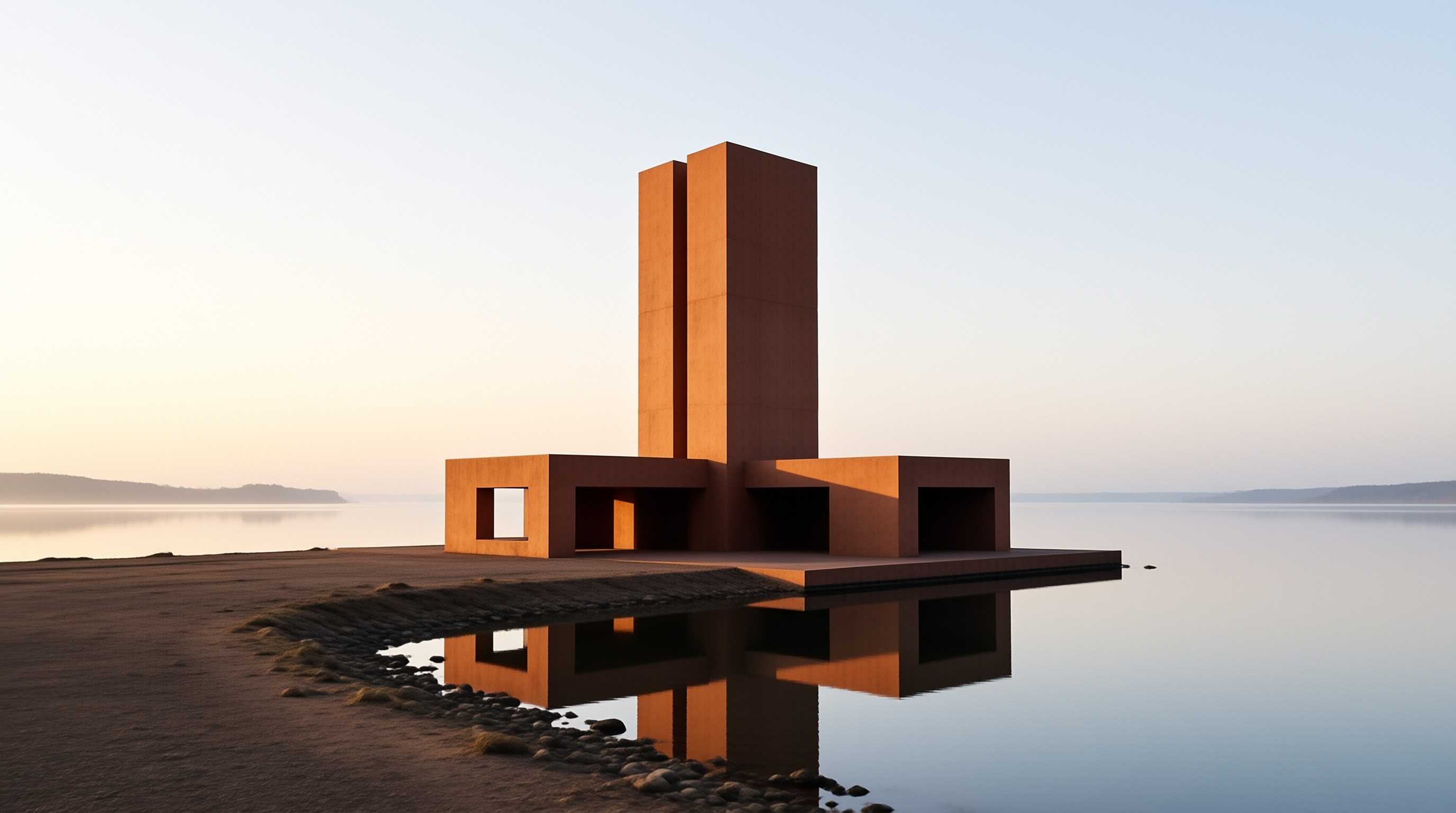Orange Monument by Water