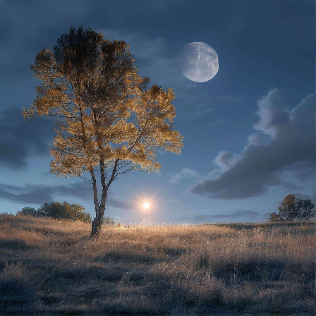 Moonlit Landscape with Sunset