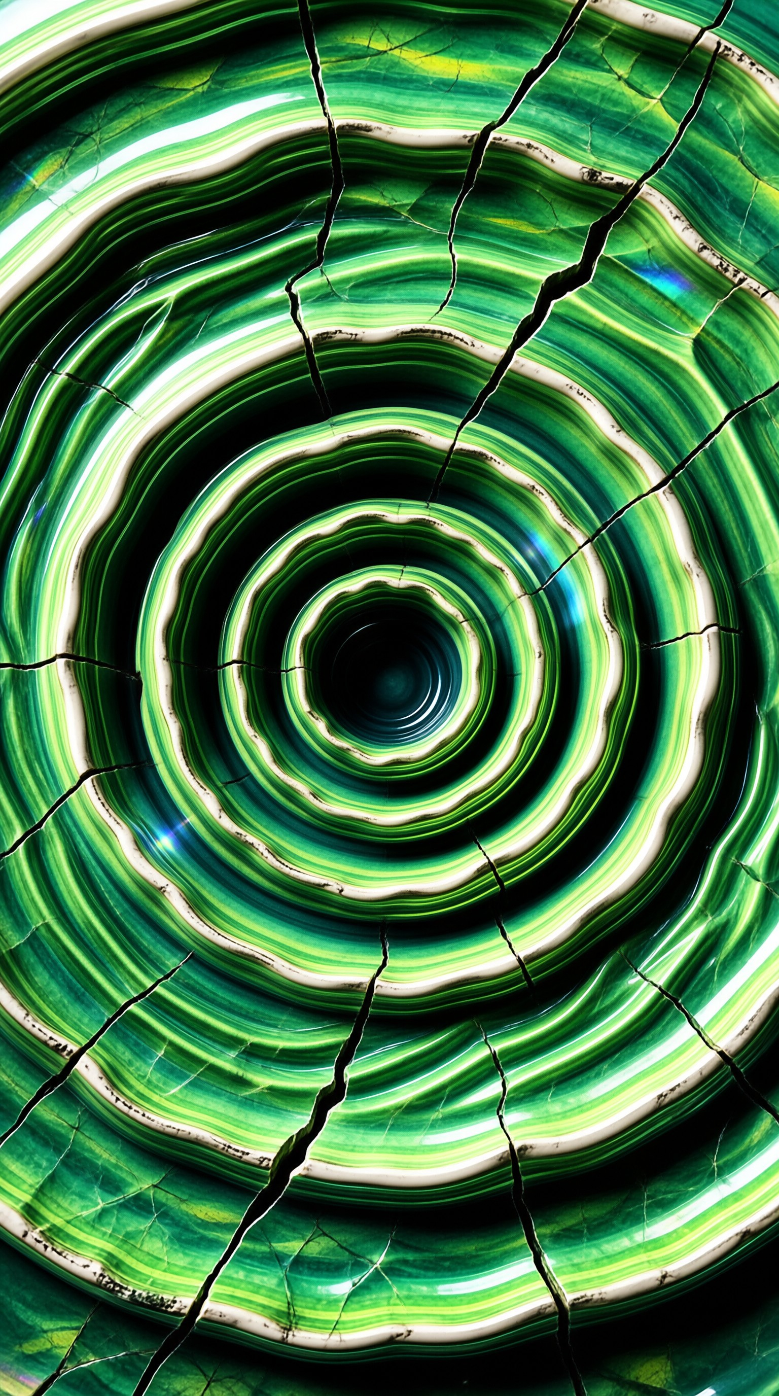 Cracked Green Malachite Swirl