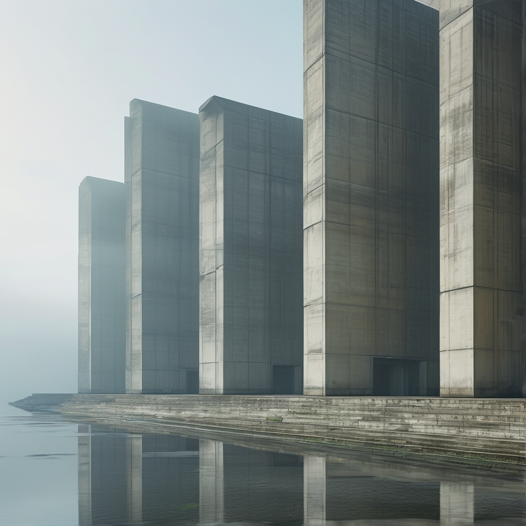 Concrete Pillars in Mist