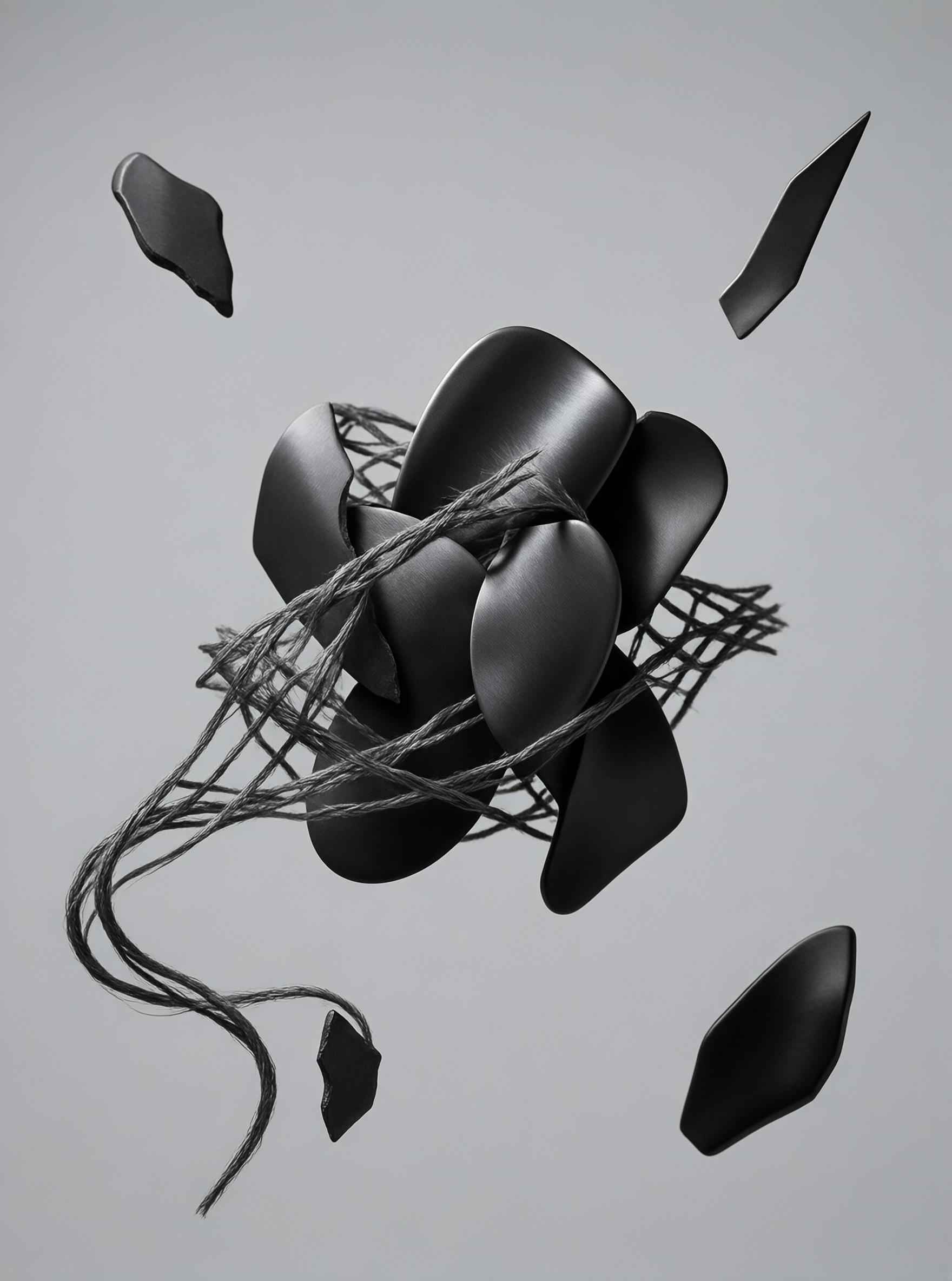 Abstract Black Flower Art